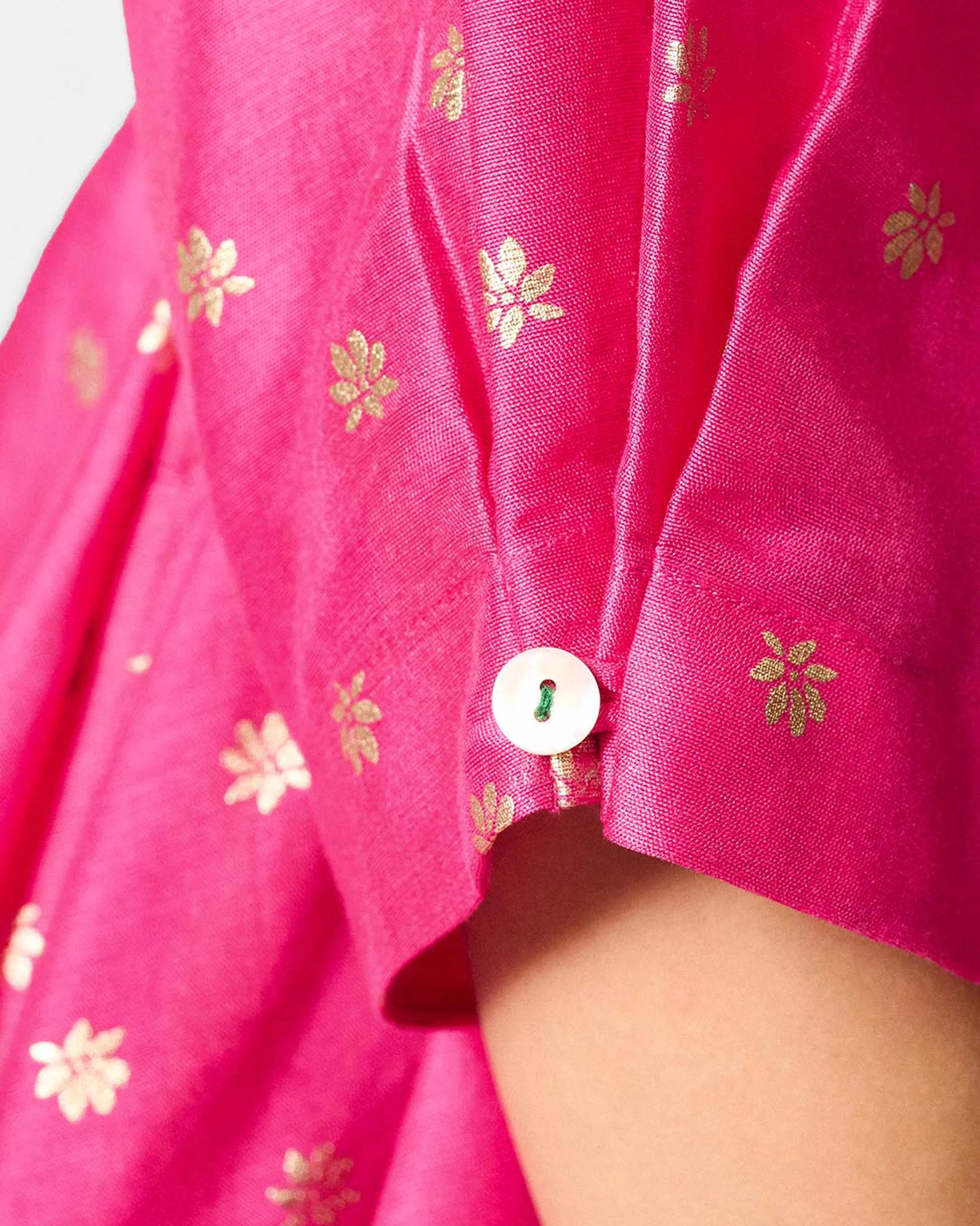Kannauj Kurta - Fuchsia & Gold Printed - Image 4