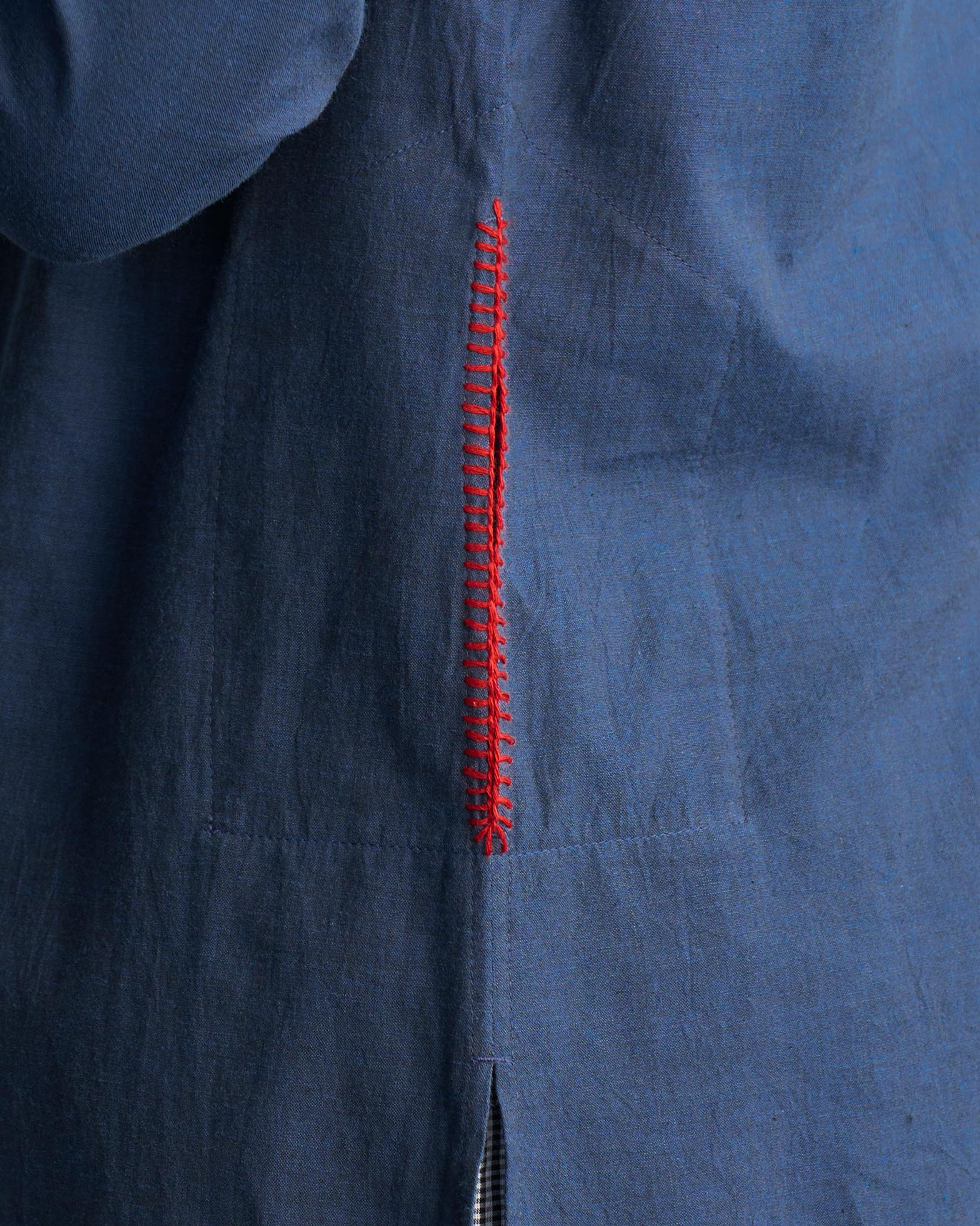 Kantha Stitch Kurta - Navy - Image 3