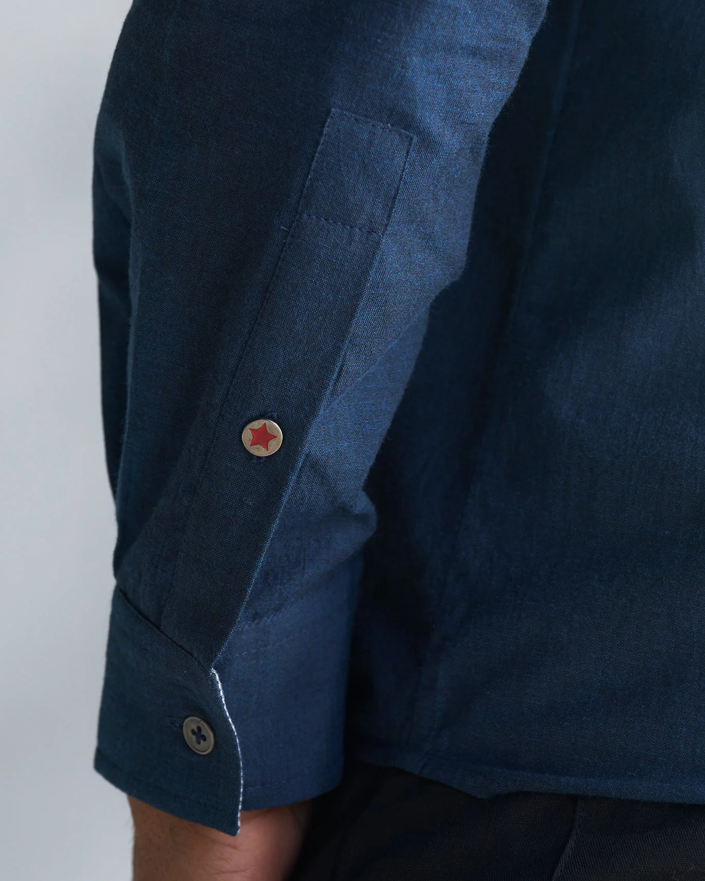 Kantha Stitch Kurta - Navy - Image 4