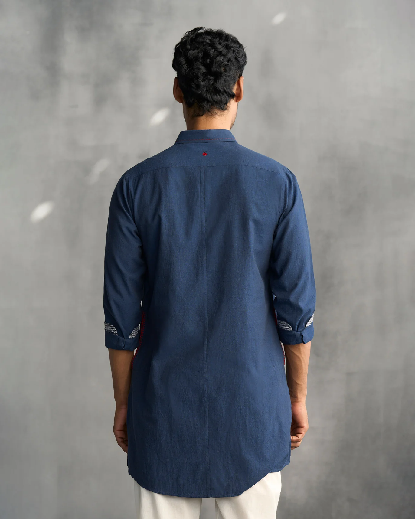 Kantha Stitch Kurta - Navy - Image 6