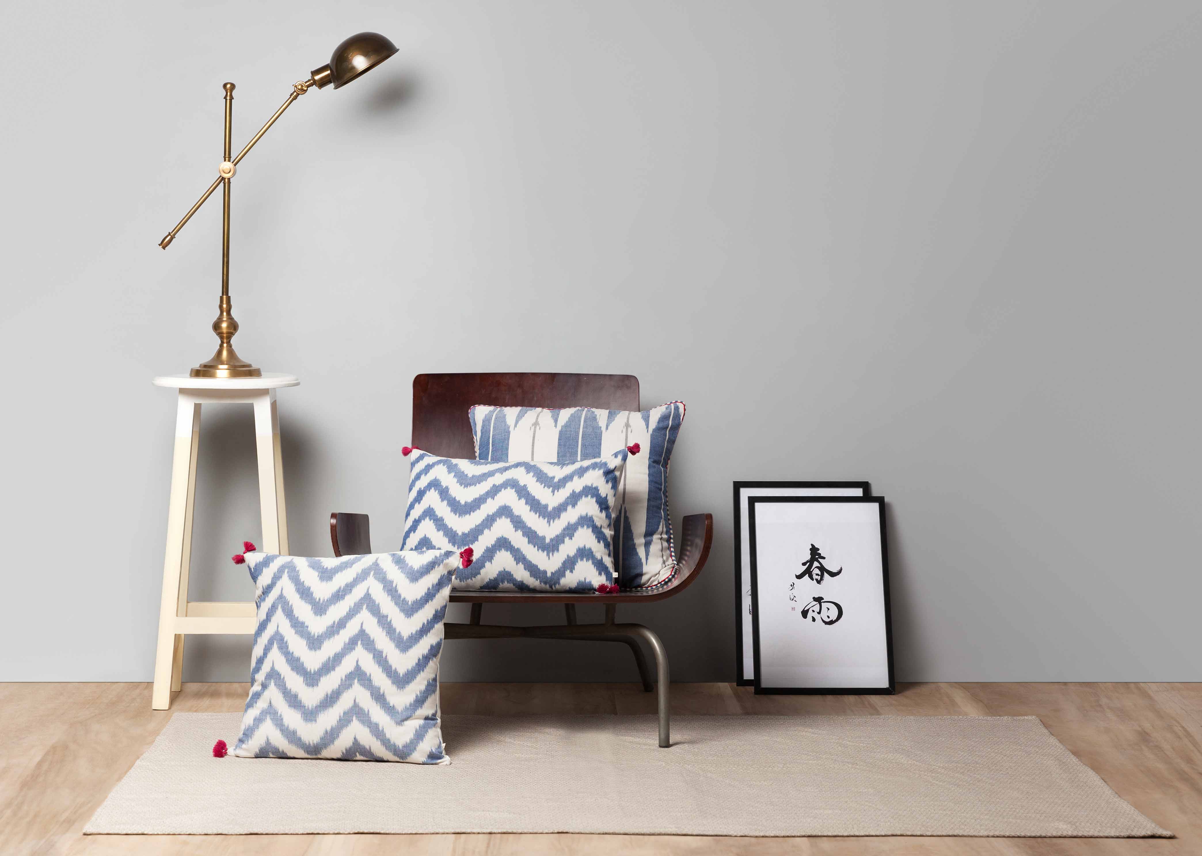 Kasuri Chevron Lumbar Pillow Cover - Image 3