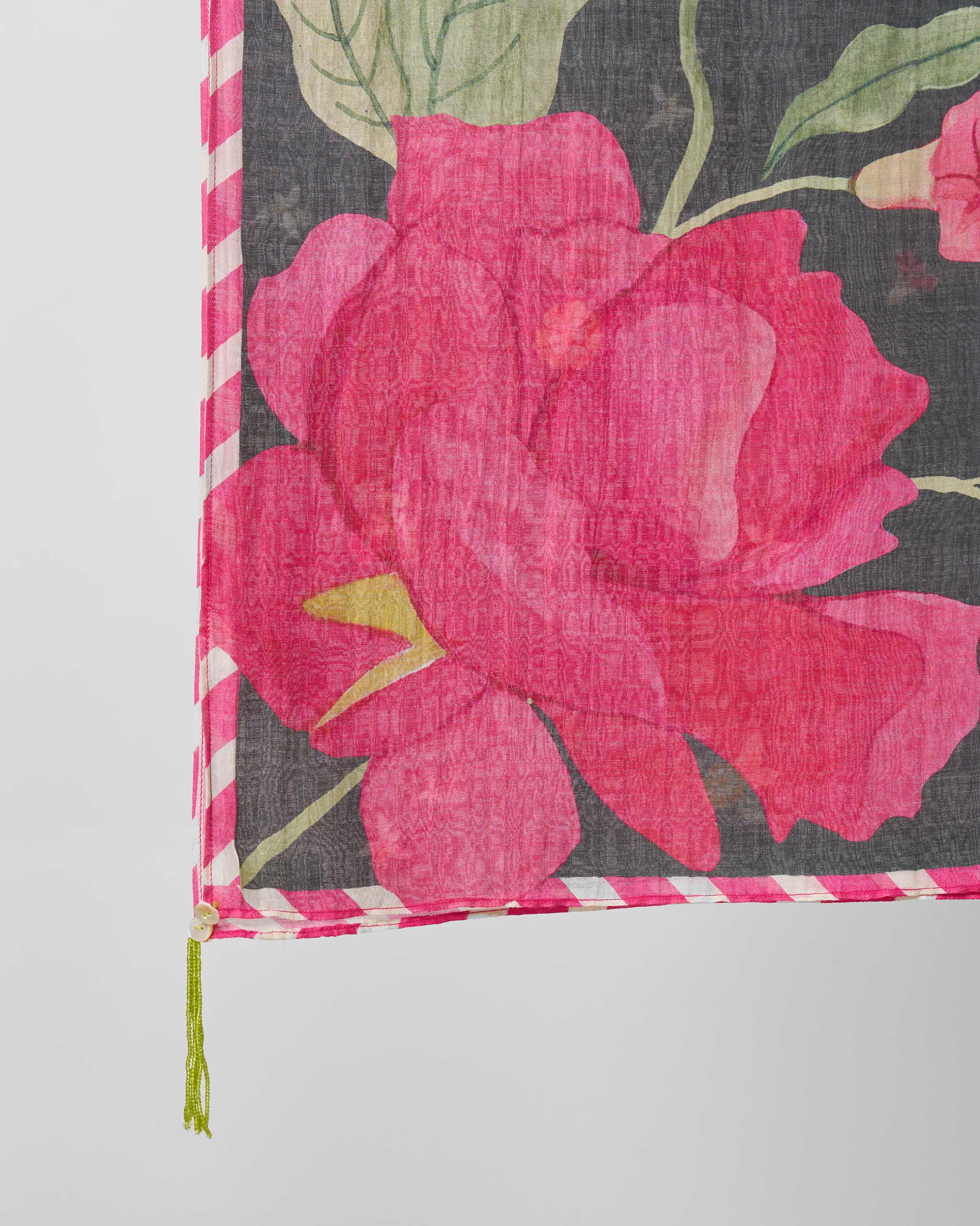 Kaveri Dupatta - Charcoal & Watermelon Print - Image 4