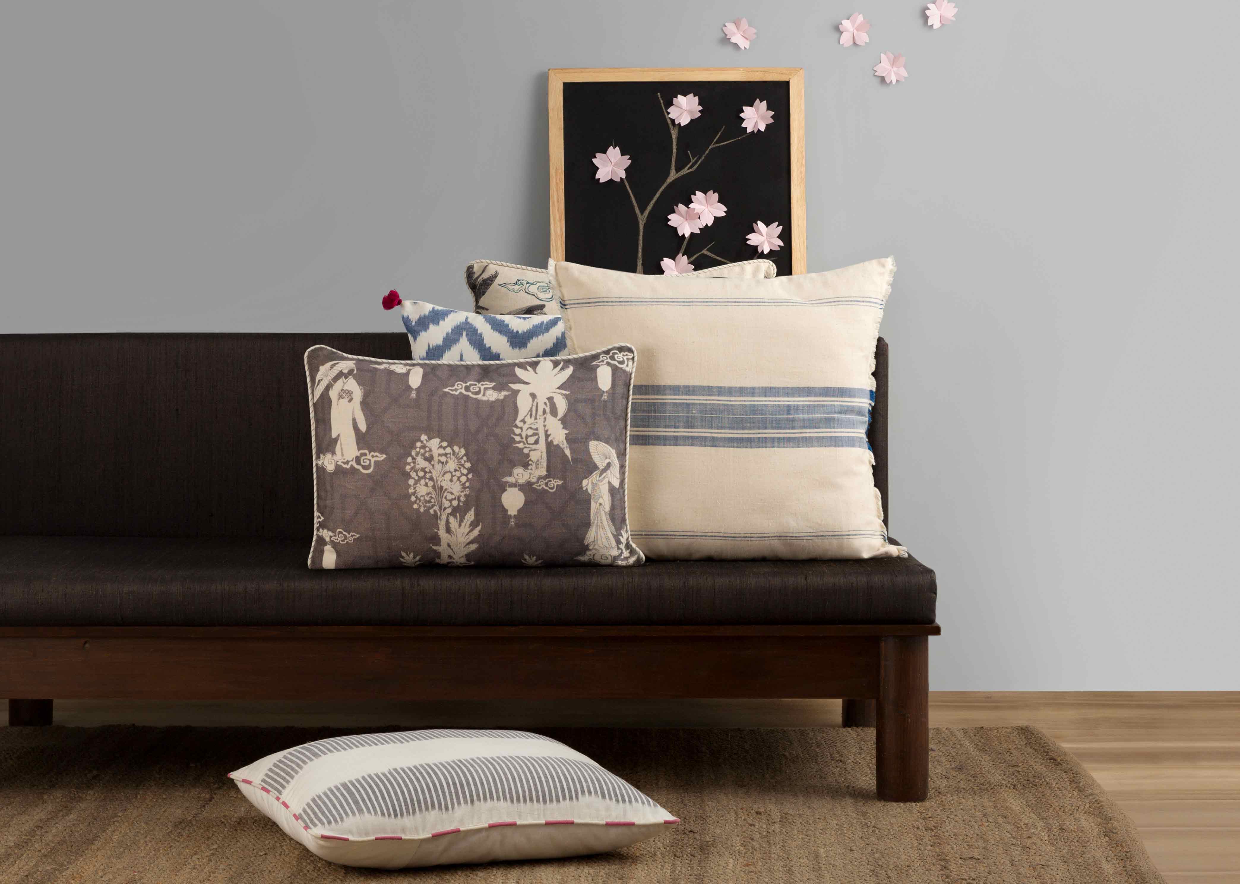 Kemuri French Stripe Cushion Cover - Blue - Image 3