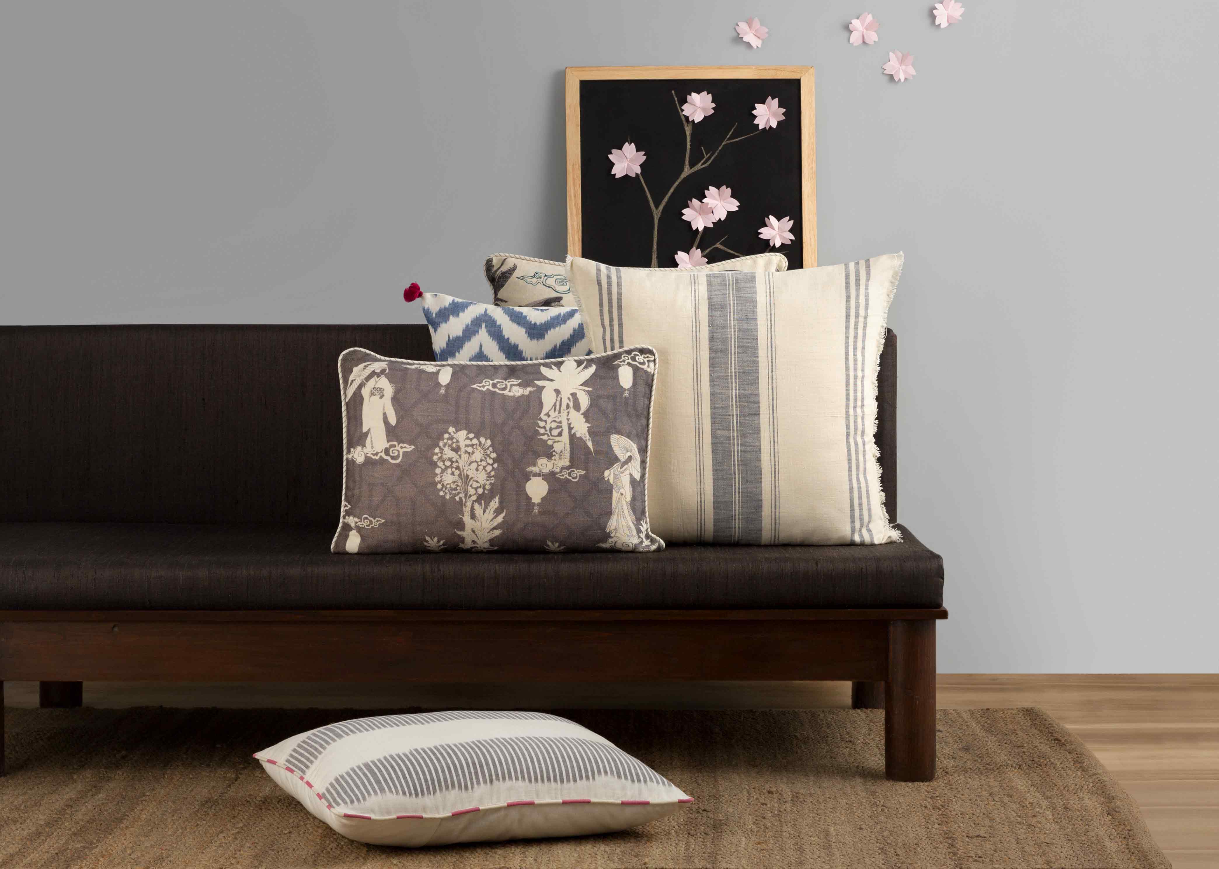 Kemuri French Stripe Cushion Cover - Grey - Image 3
