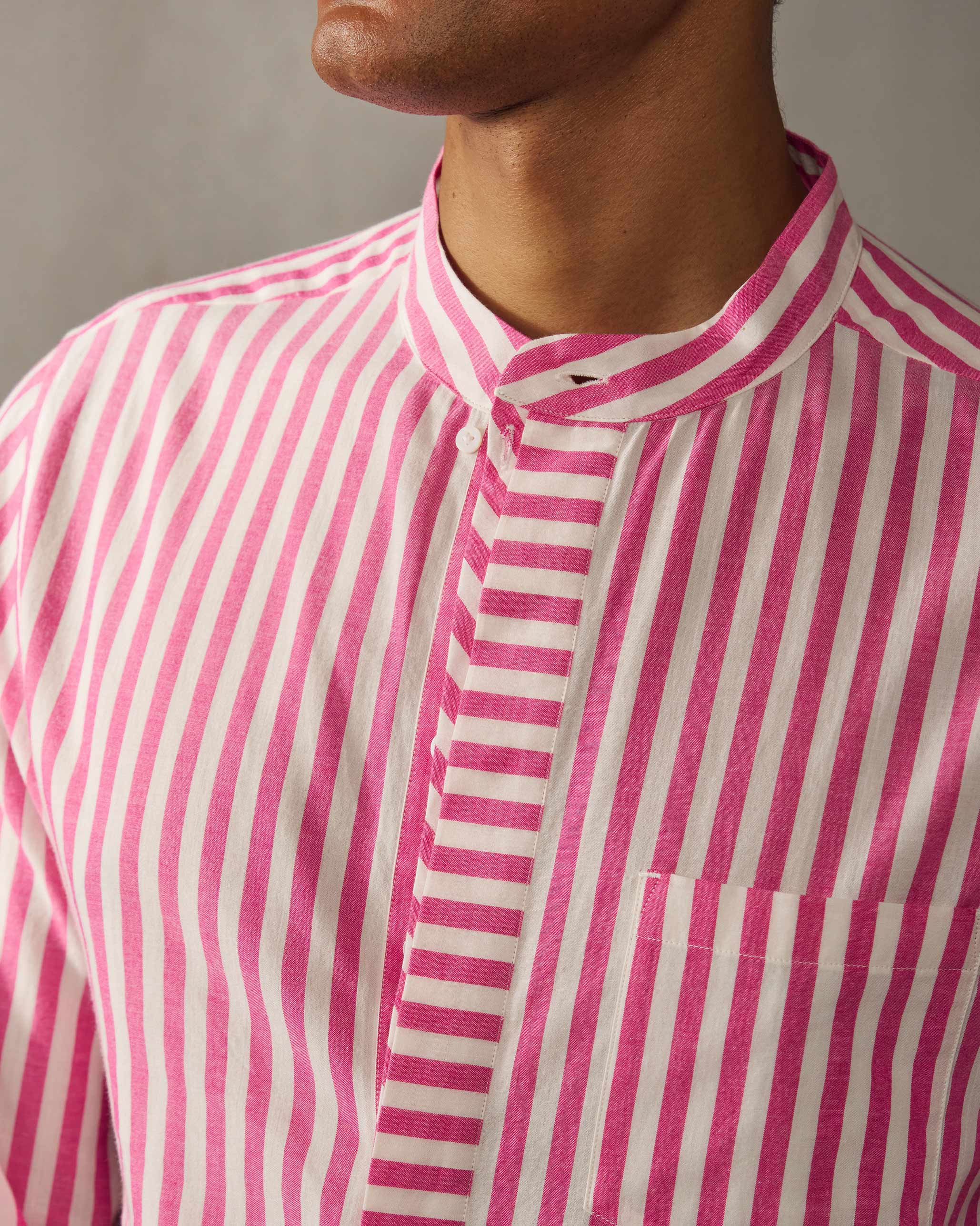 Kent Shirt - Pink & White Stripes - Image 4