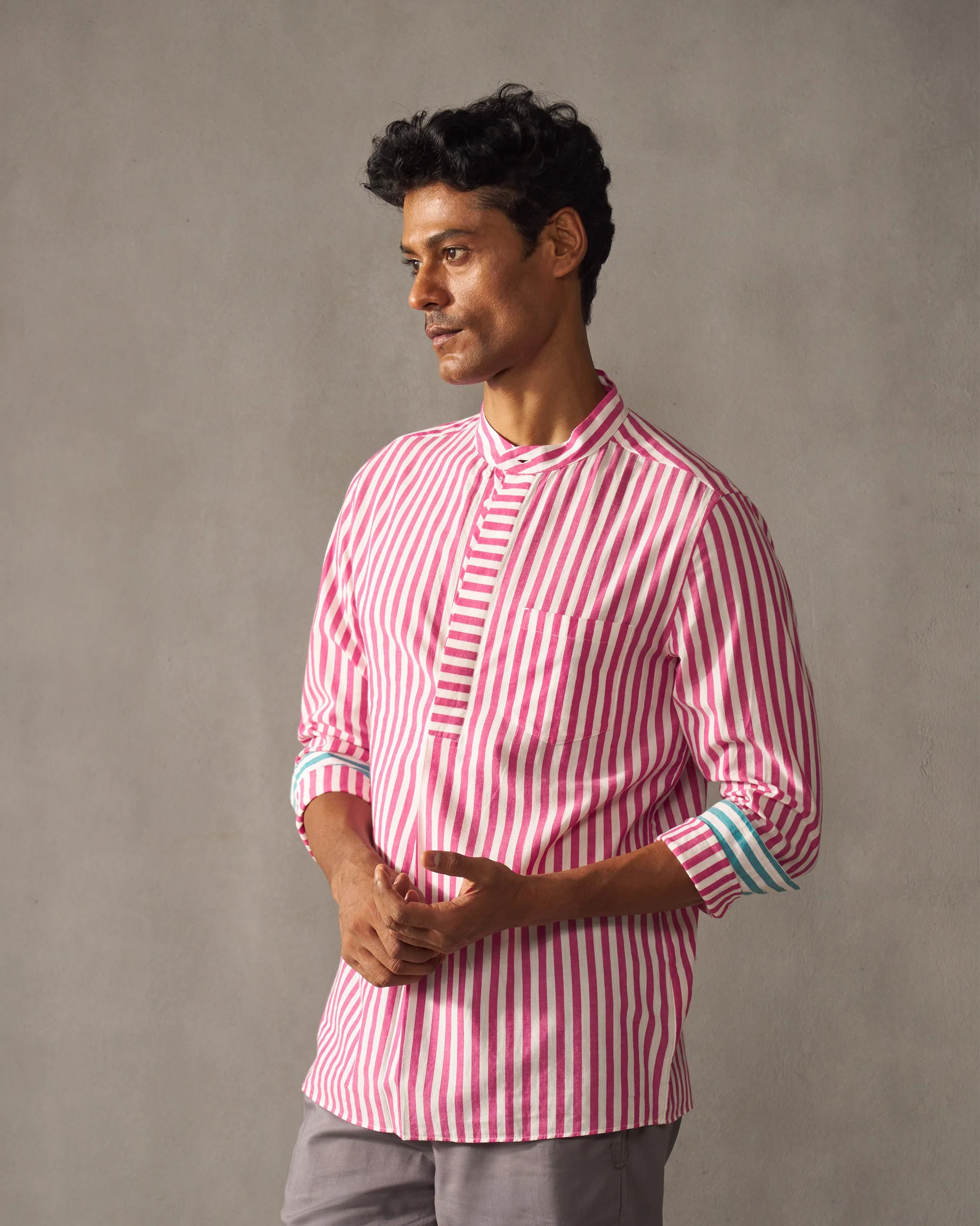 Kent Shirt - Pink & White Stripes - Image 6