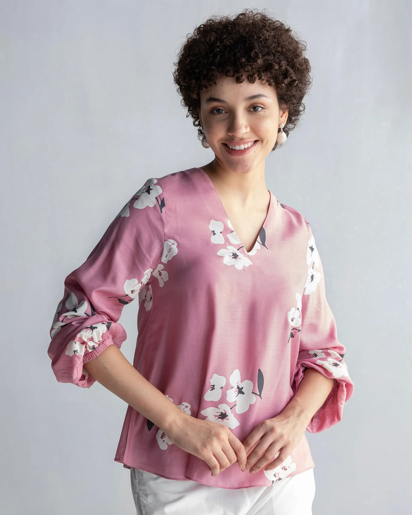 Kep Puff Sleeve Top - Pink - Image 3