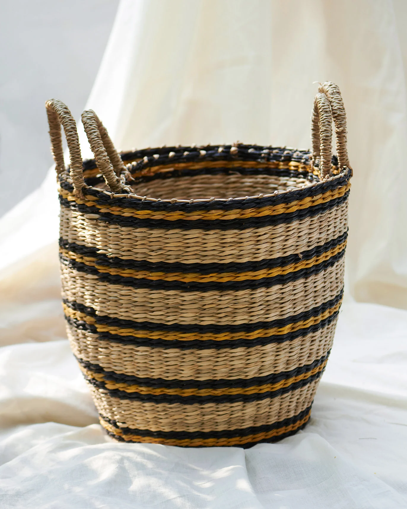 Khasi Blue Striped Basket (Set of 2) - Image 4