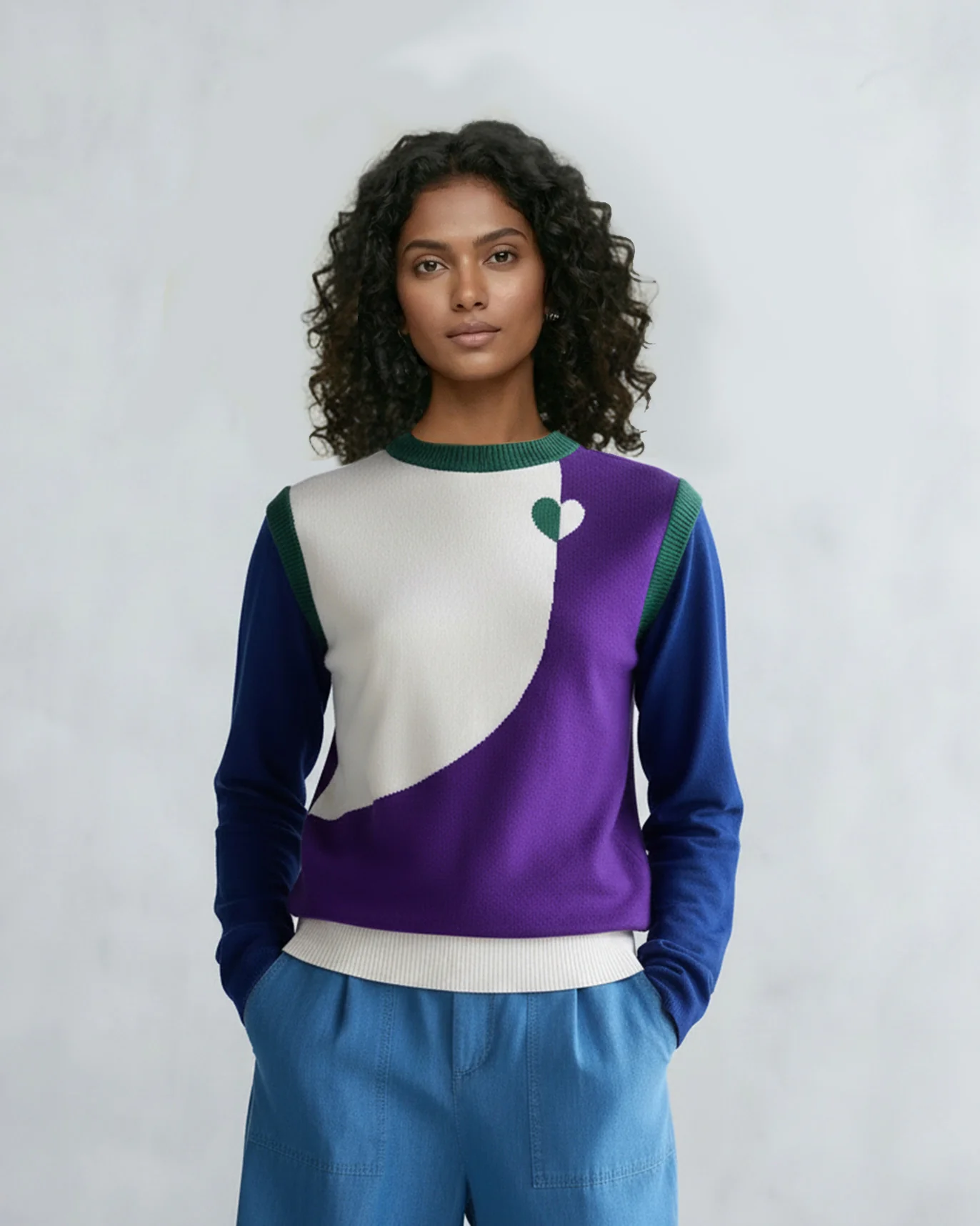 Kiaan Sweater - Purple & Ivory