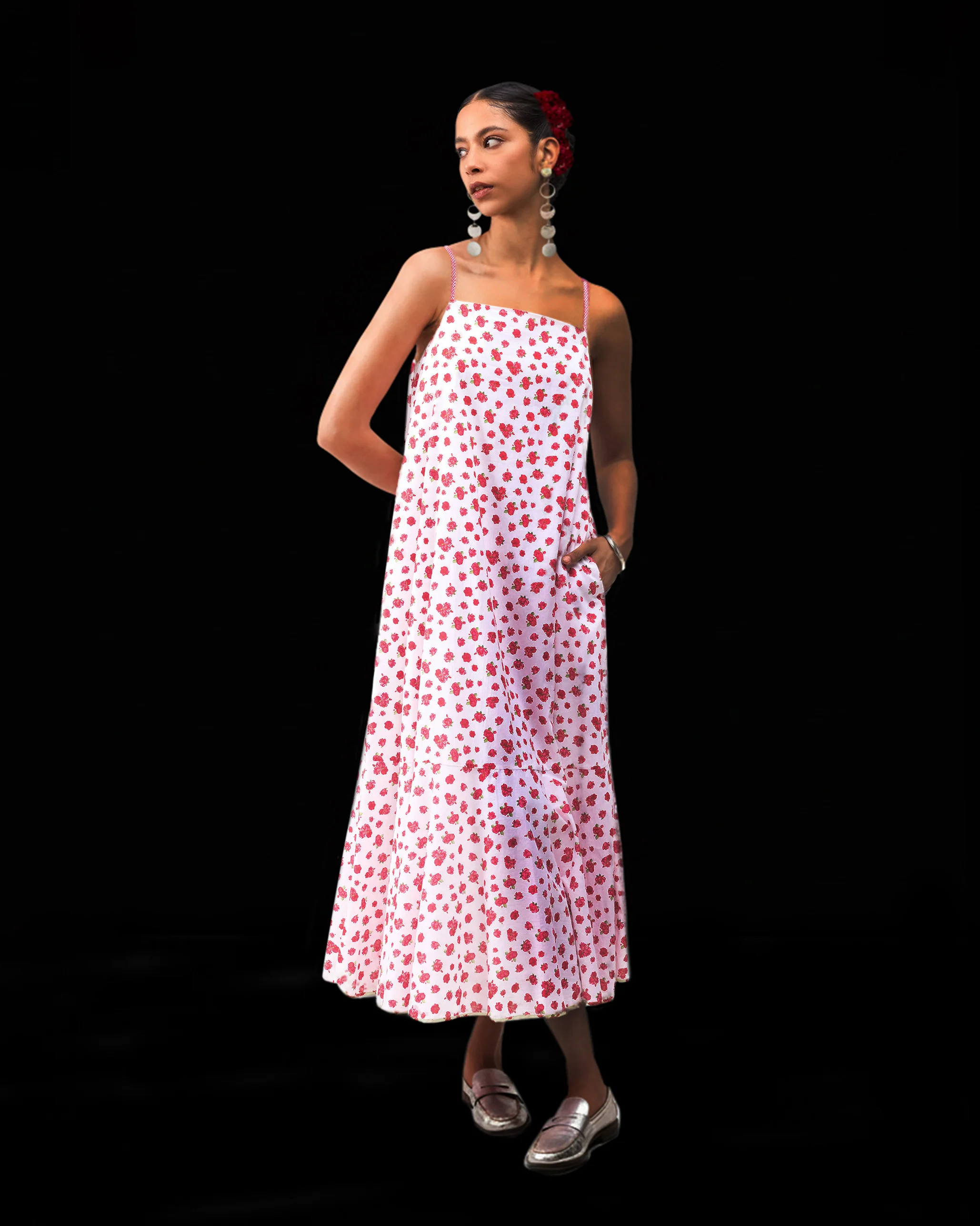 Kimsuka Dress - White & Watermelon Print - Image 6