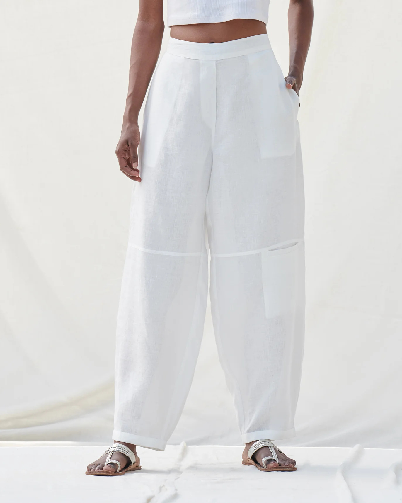 Knee Pocket Pants - Natural