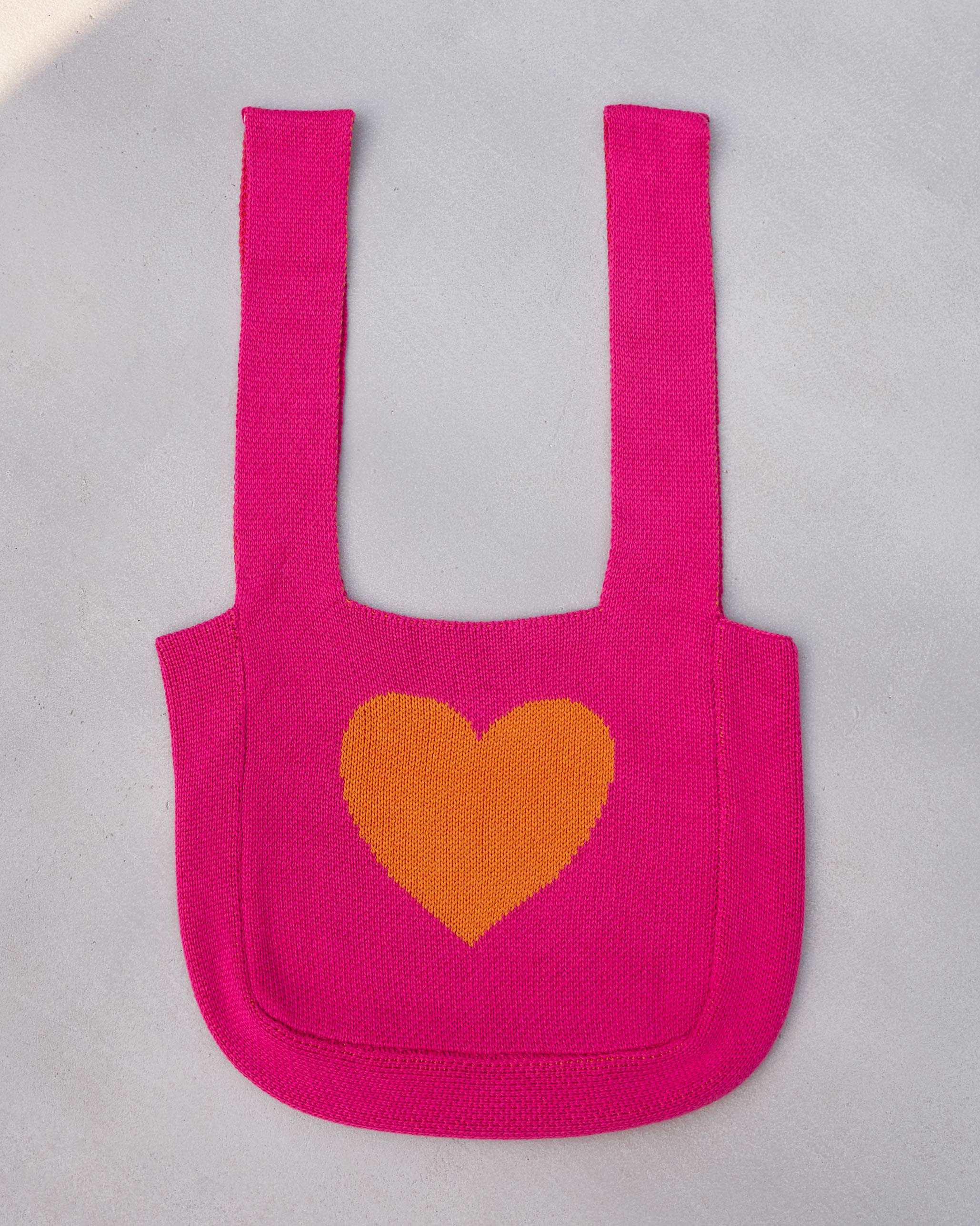 Knitted Heart Bag - Fuchsia - Image 3