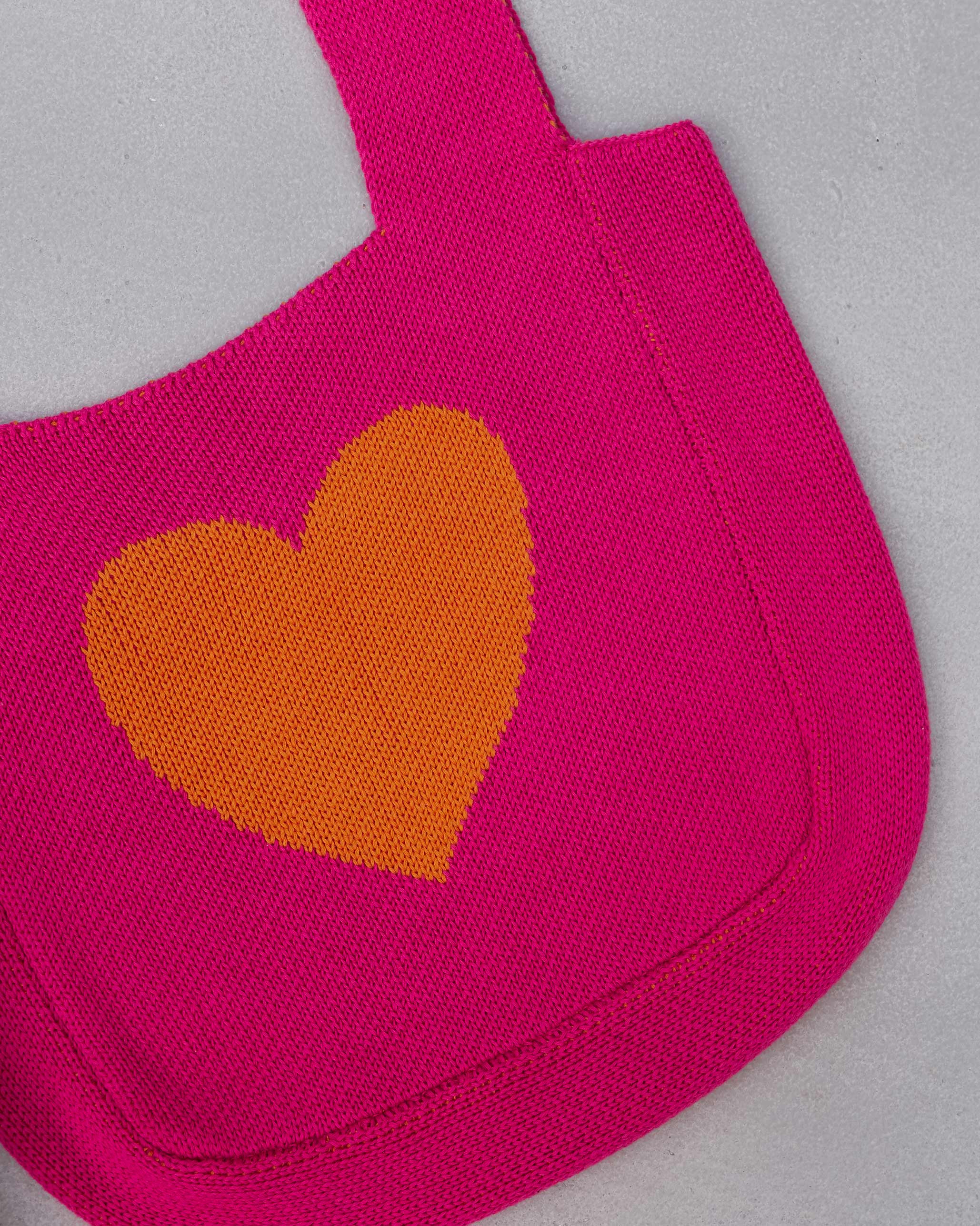 Knitted Heart Bag - Fuchsia - Image 4
