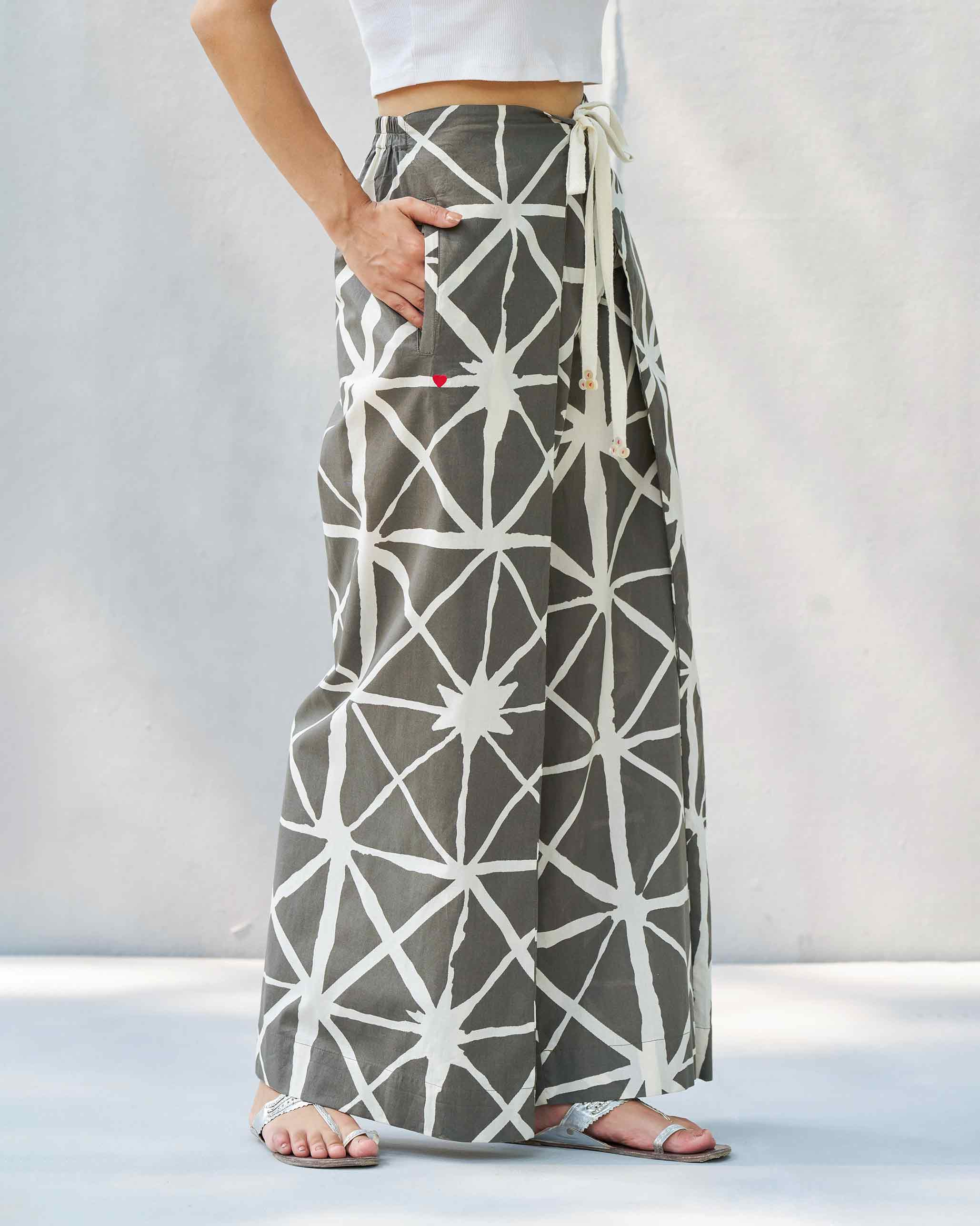 Knotted Overlap Pants - Stone & Ivory - Image 4