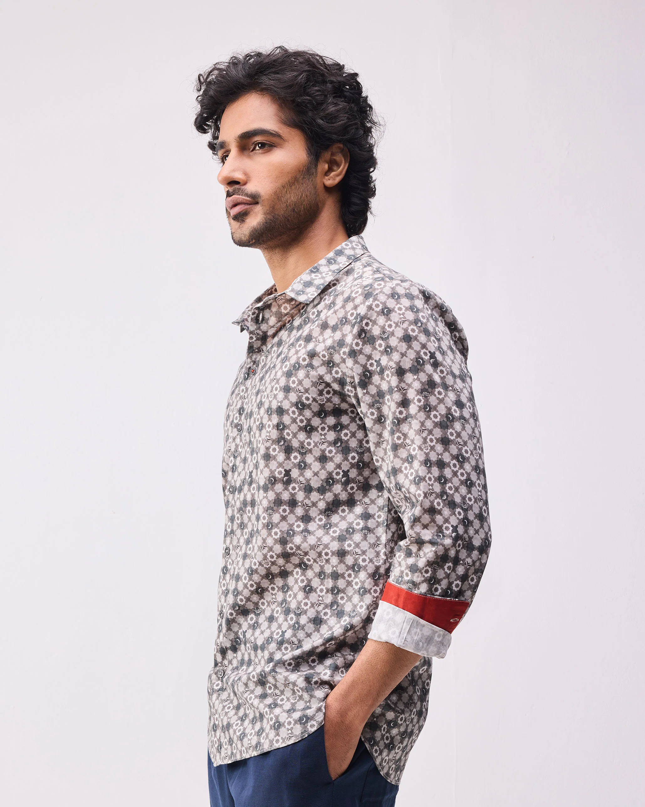 Kochi Shirt - Light Grey Print - Image 3