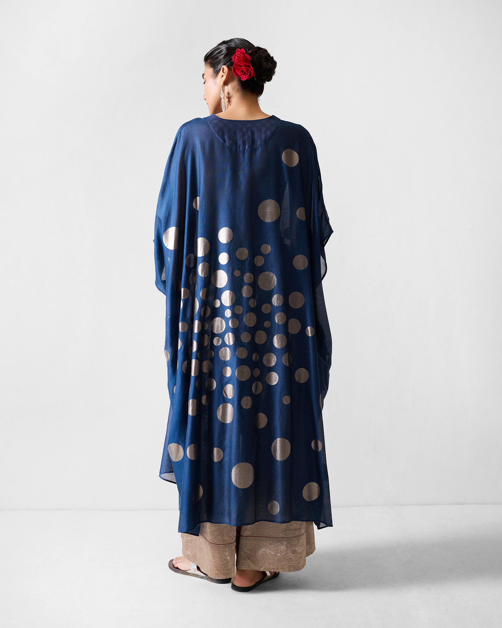 Kohima Kaftan - Blue & Gun Metal Printed - Image 3