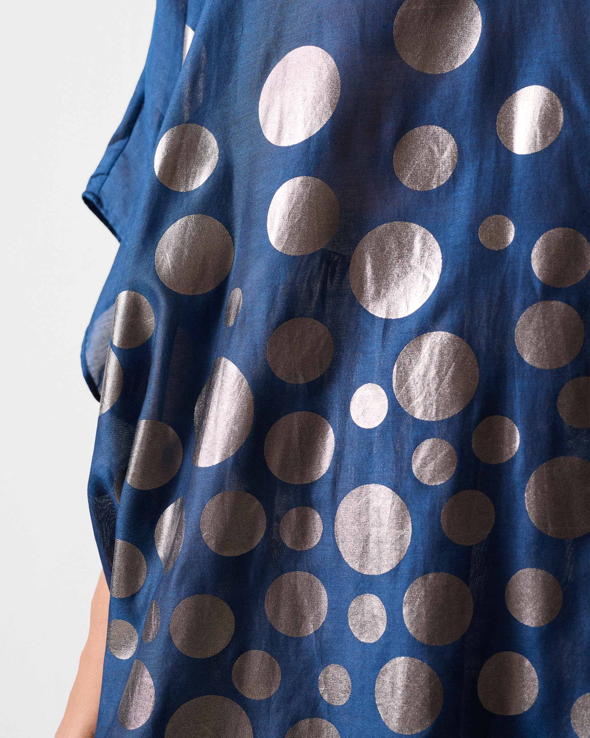 Kohima Kaftan - Blue & Gun Metal Printed - Image 5