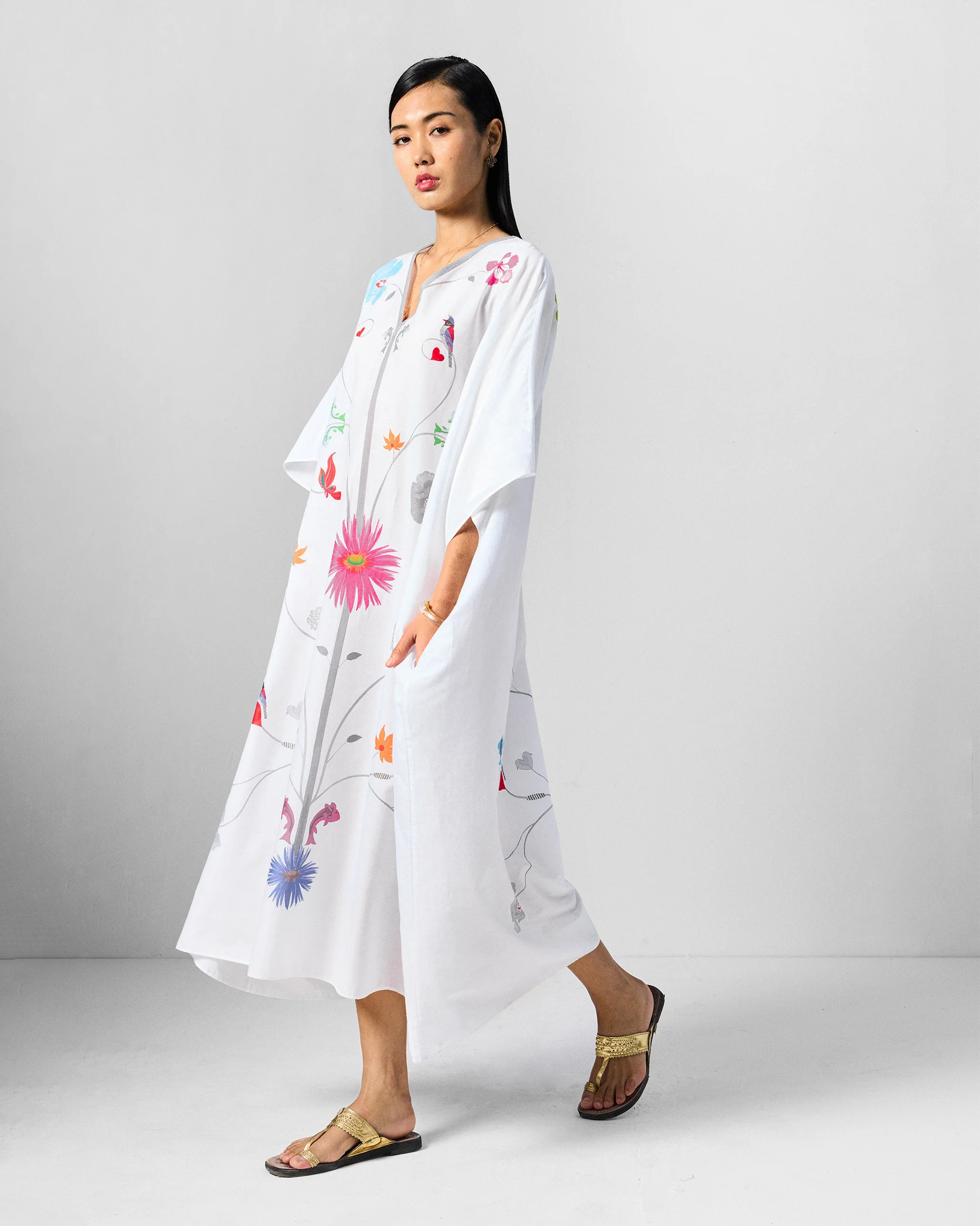 Kohima Kaftan - White Printed - Image 4