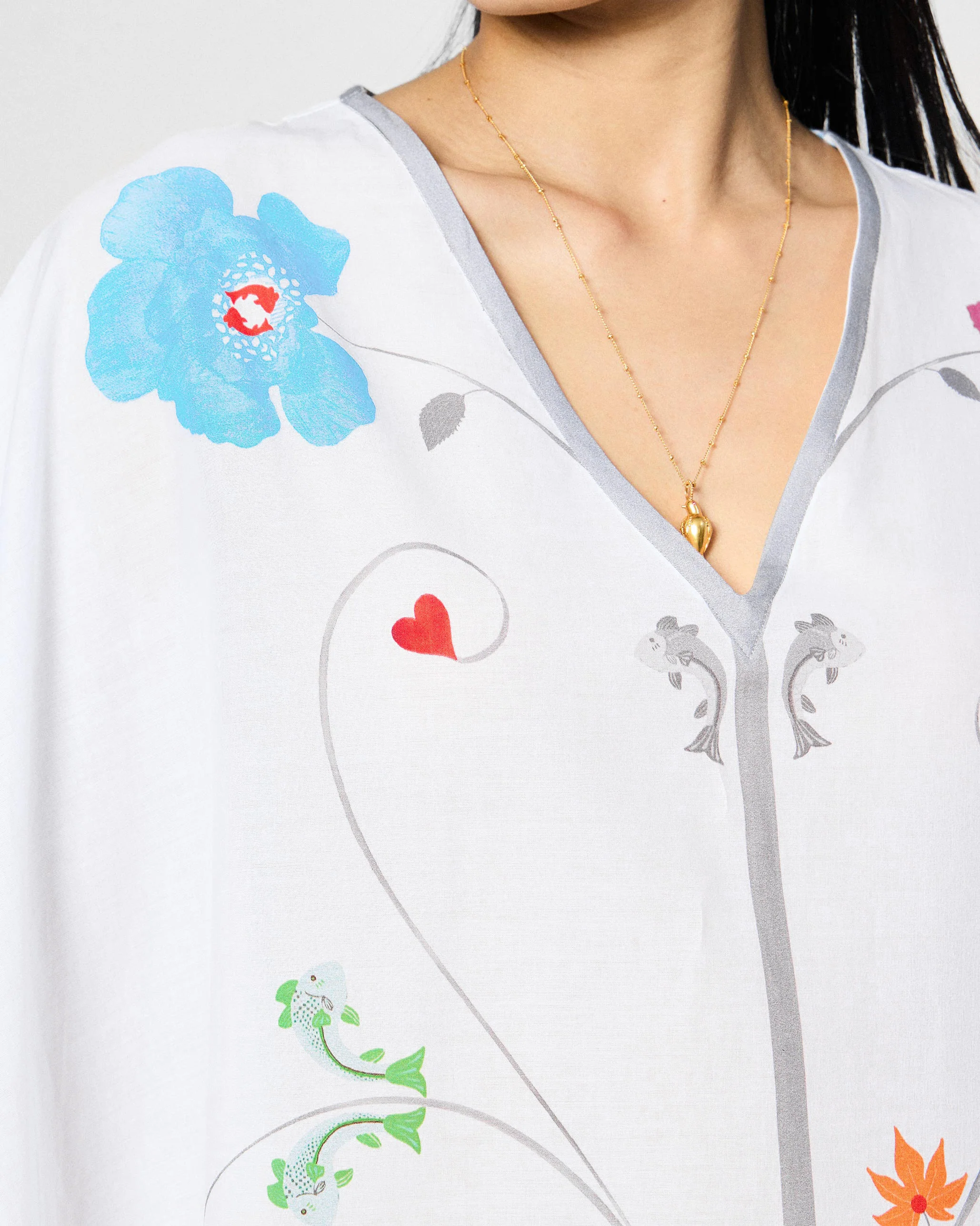 Kohima Kaftan - White Printed - Image 5