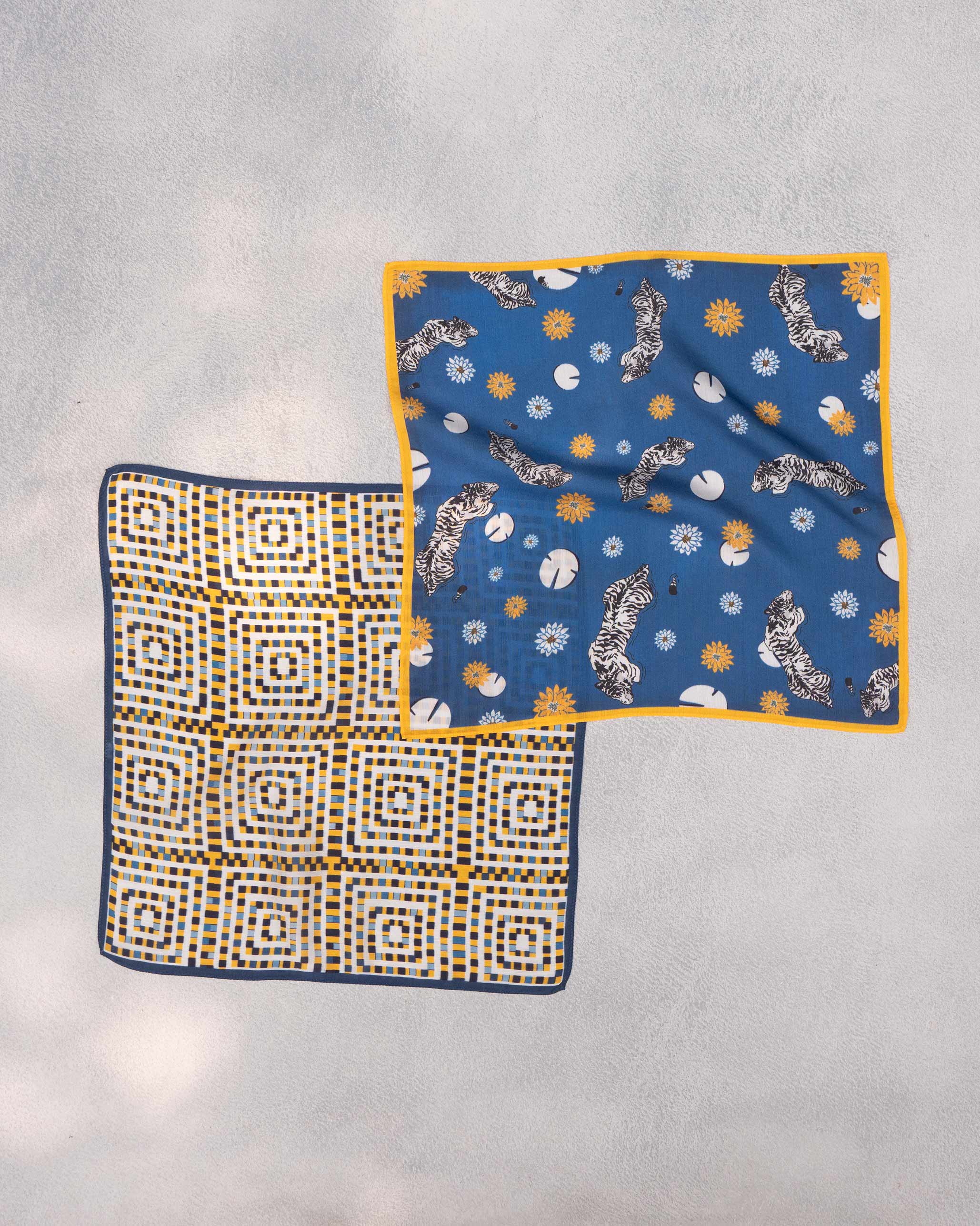 Kokomo Pocket Squares - Dark Blue & Yellow - Image 2