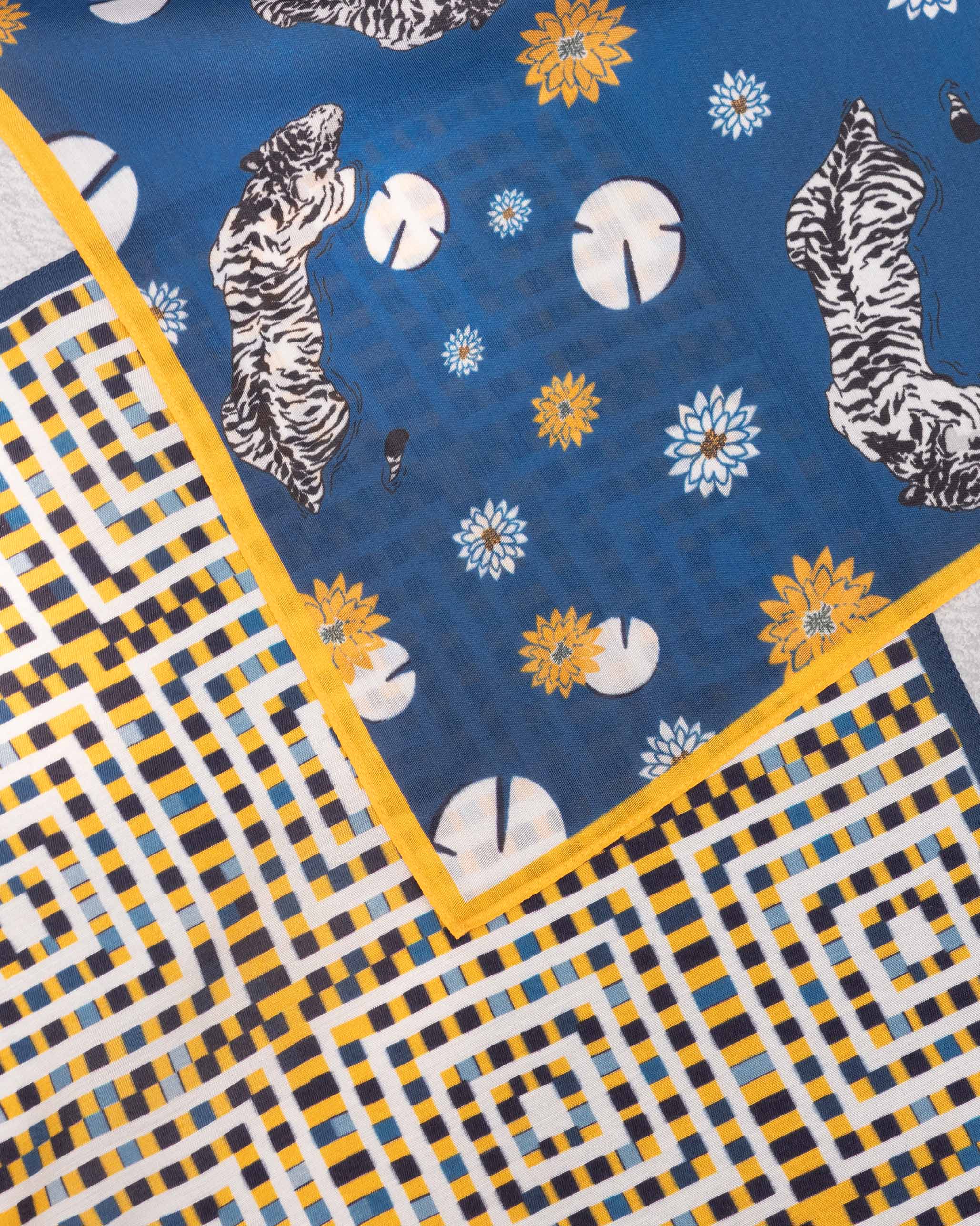 Kokomo Pocket Squares - Dark Blue & Yellow - Image 3