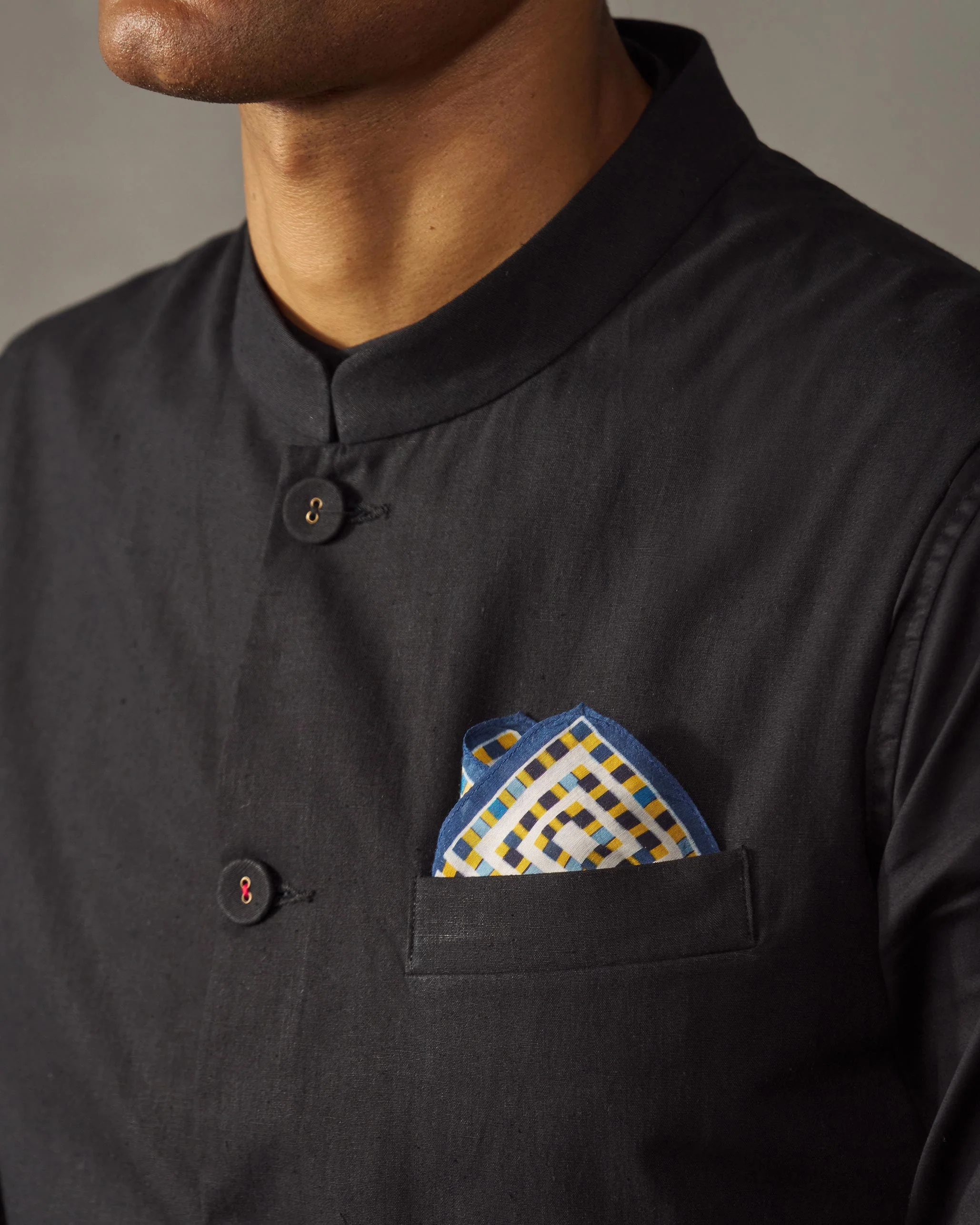 Kokomo Pocket Squares - Dark Blue & Yellow - Image 5