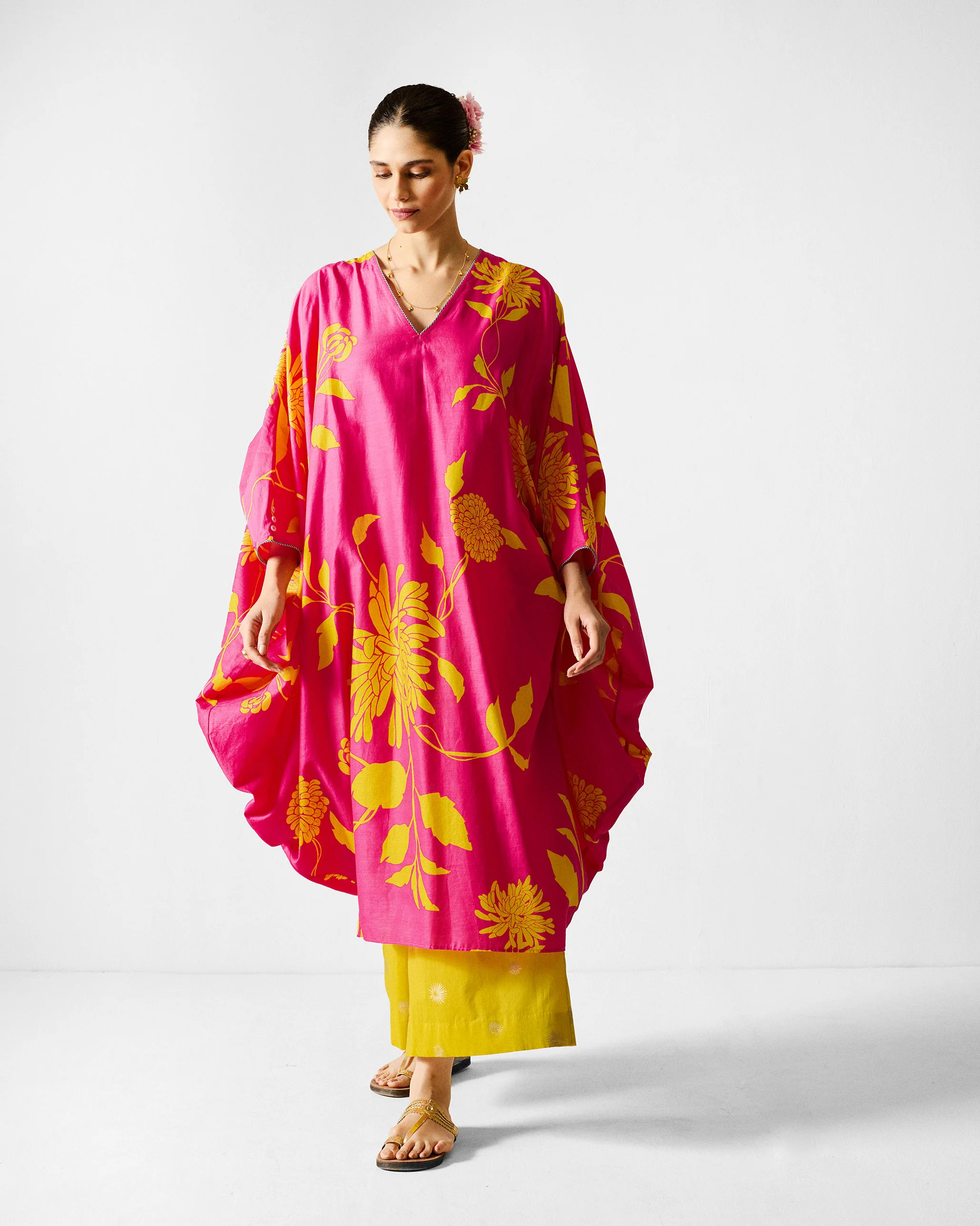 Kosi Kaftan - Fuchsia & Lime Printed - Image 6