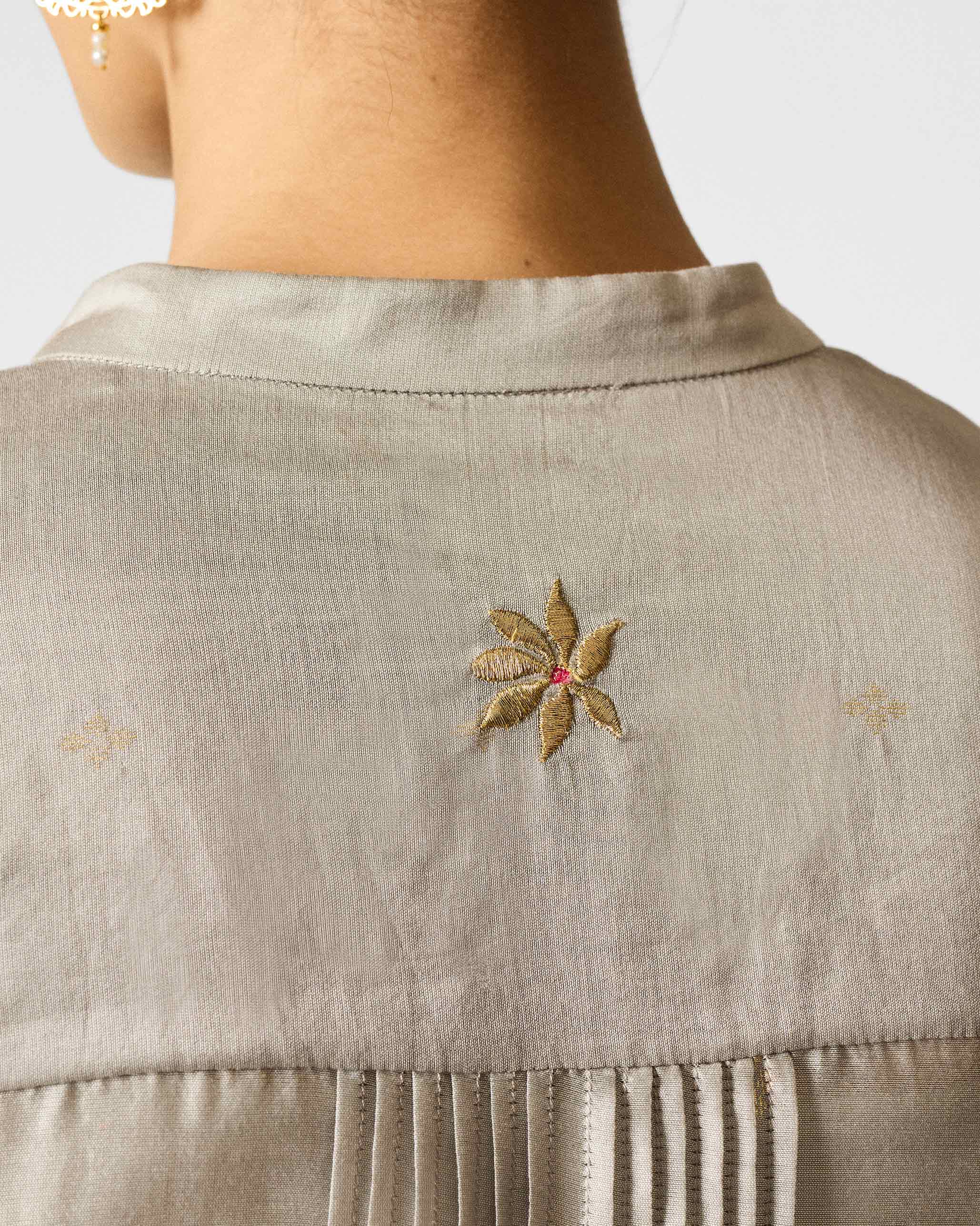 Kumaon Kurta - Grey & Gold Printed - Image 4