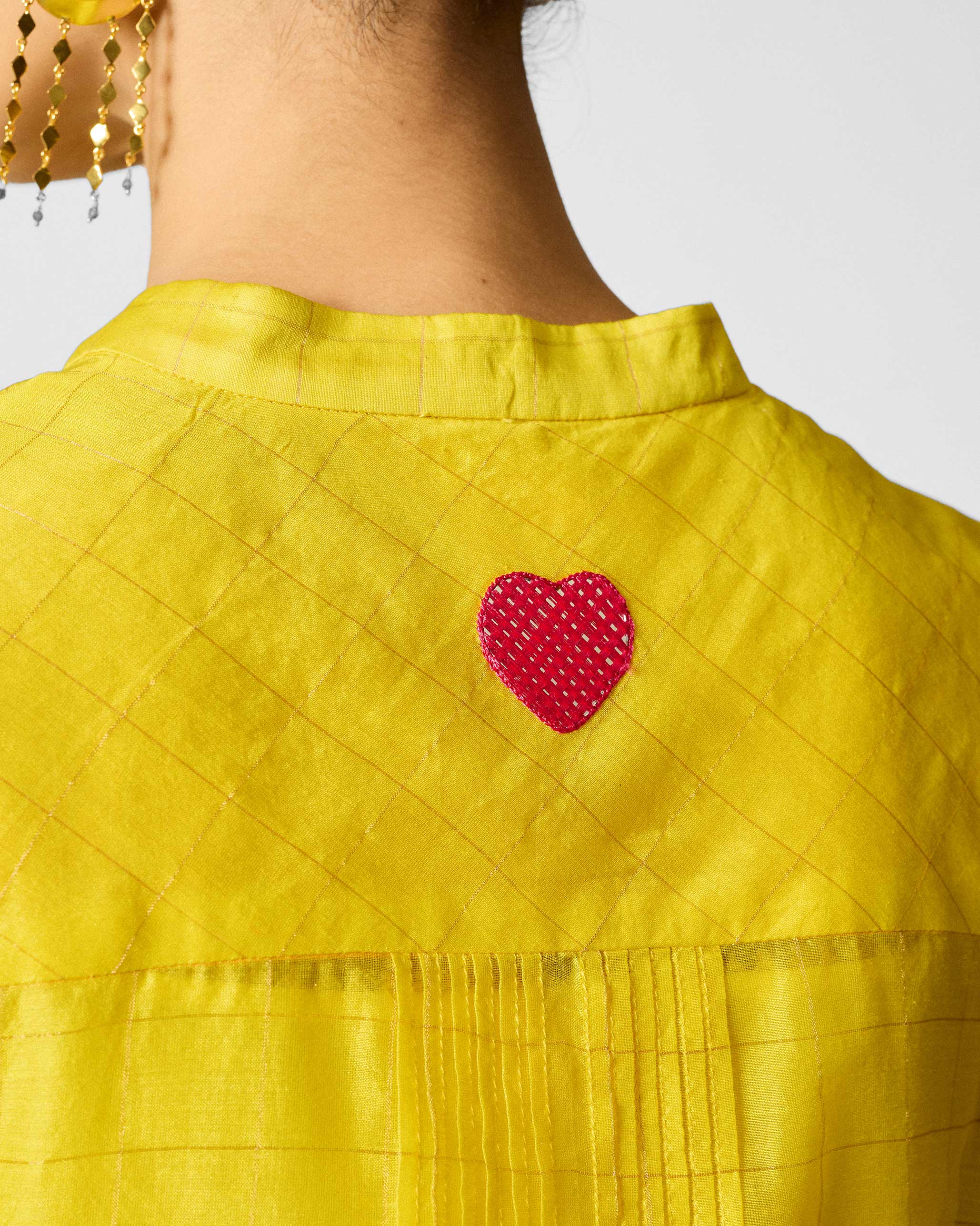 Kumaon Kurta - Lime & Gold Checks - Image 5