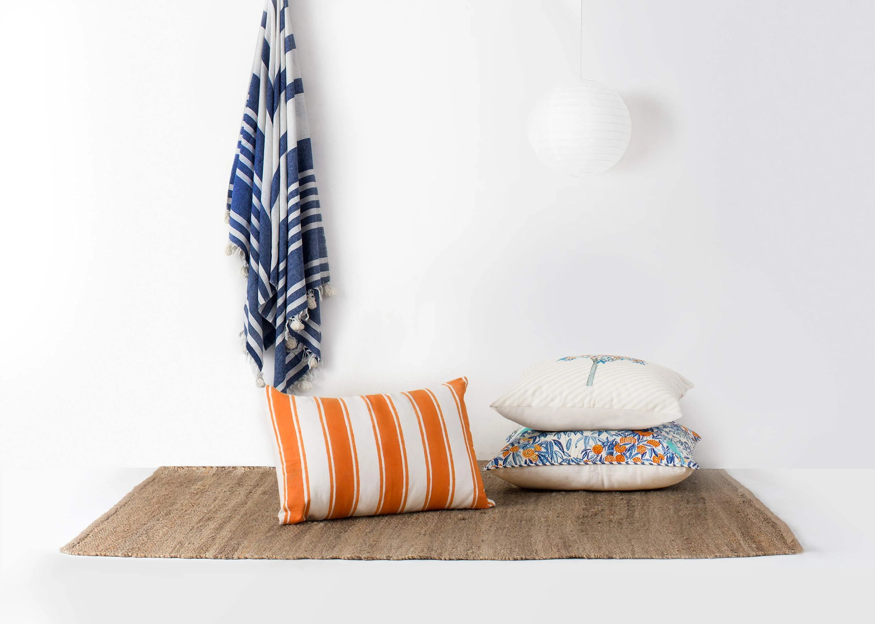 Kumarakom Nautical Stripe Pillow Cover - Tangerine - Image 2