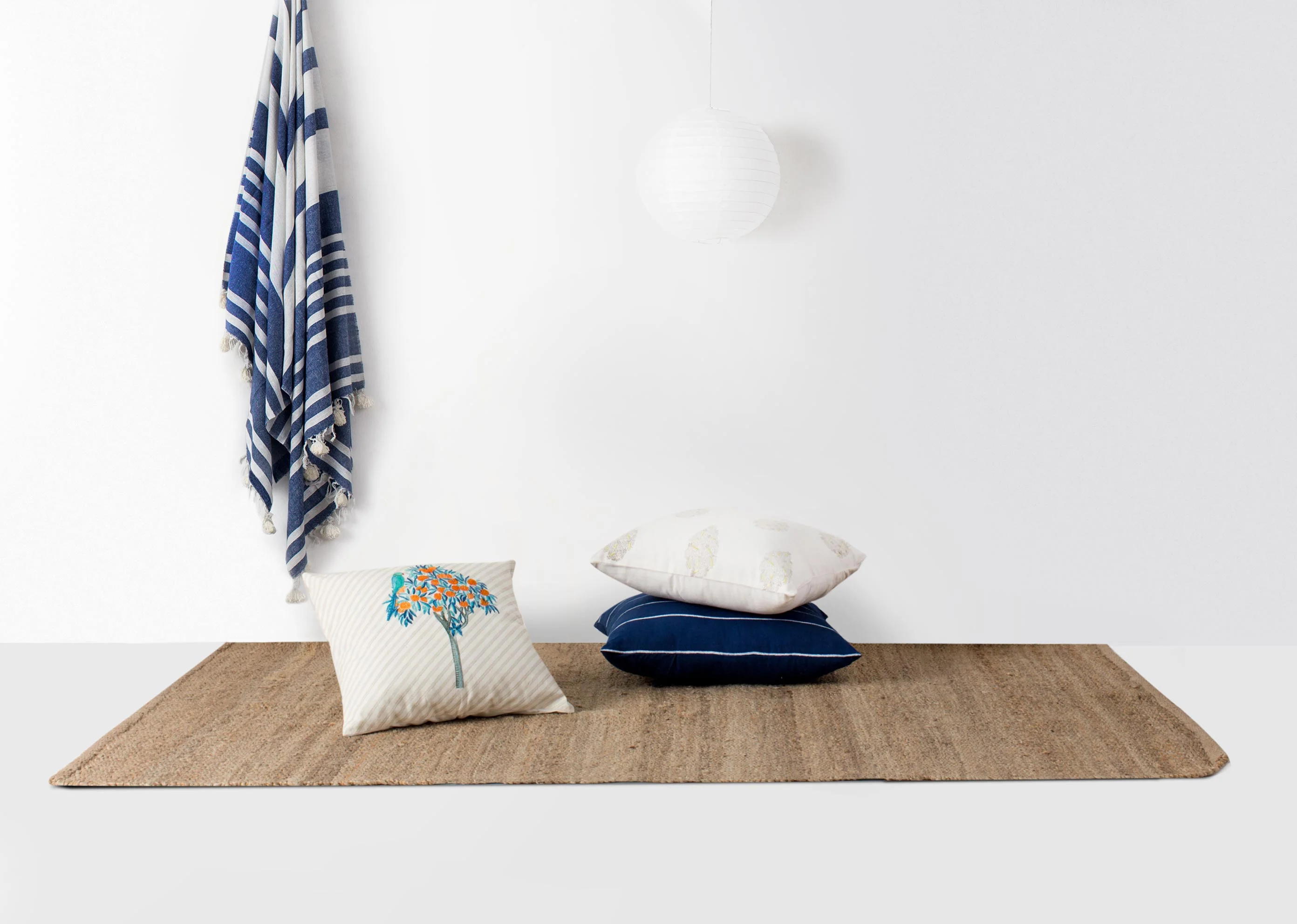 Kumarakom Tree Cushion Cover - Indigo & Orange - Image 2