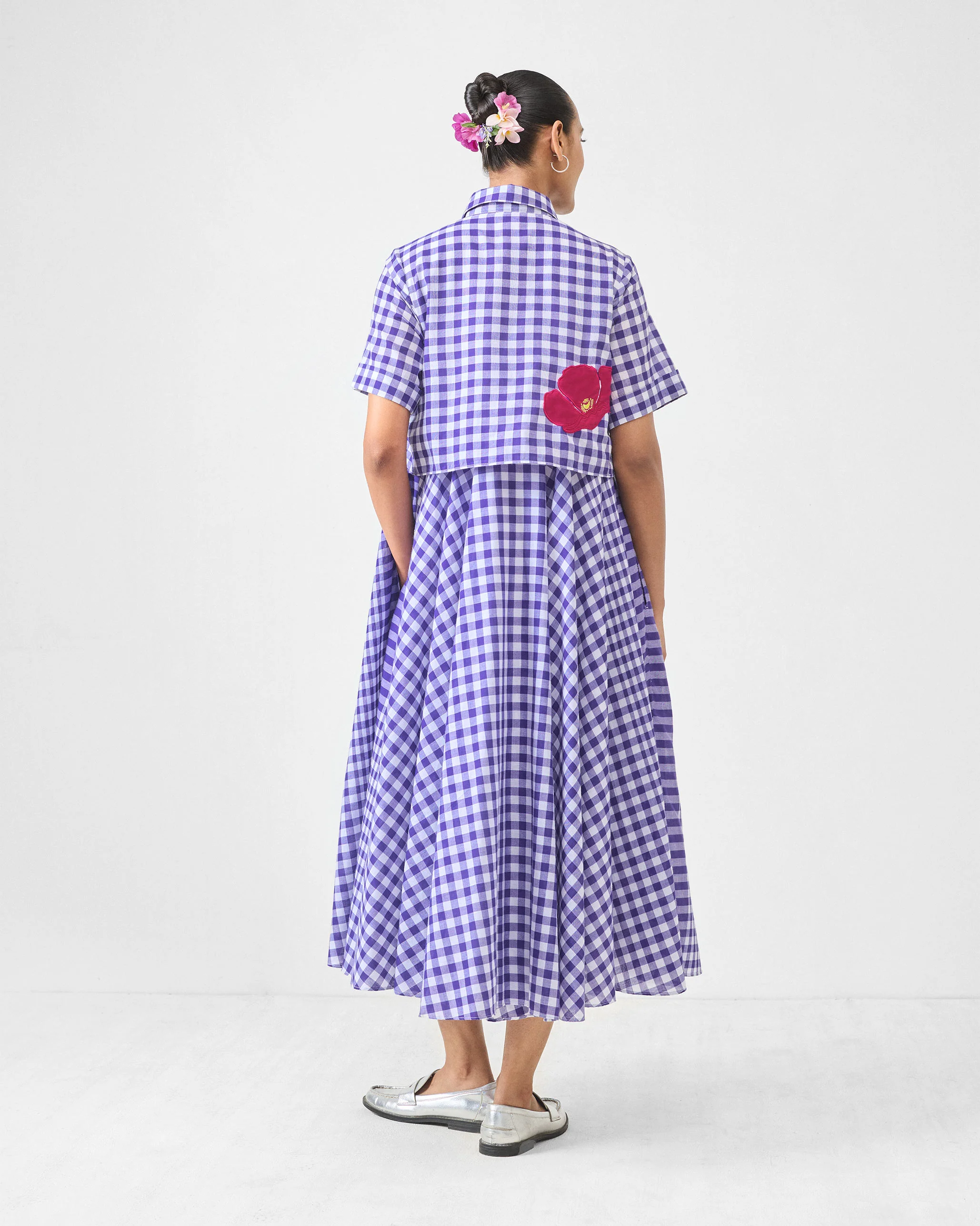 Kuro Dress - Purple & White Checks - Image 3