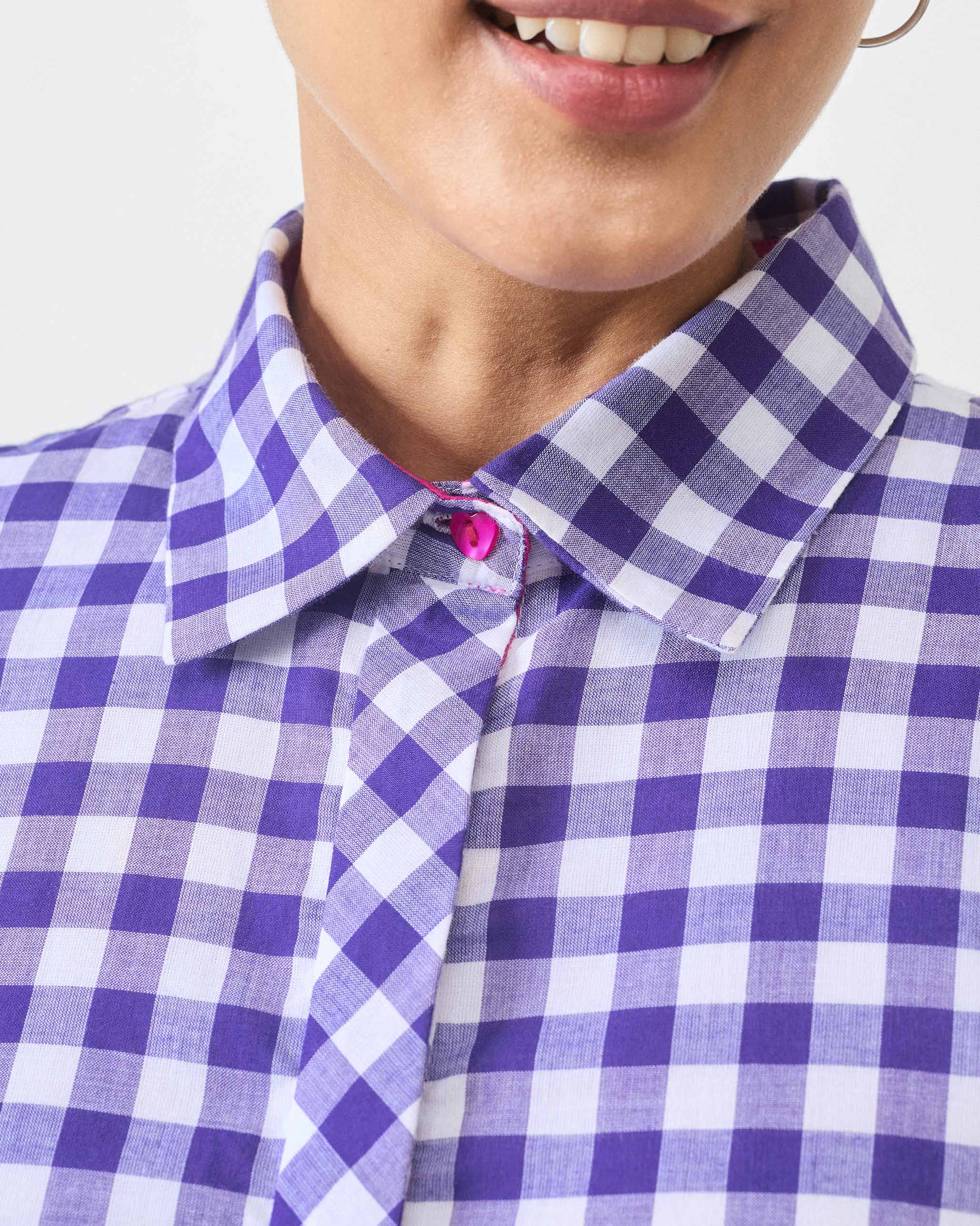 Kuro Dress - Purple & White Checks - Image 5