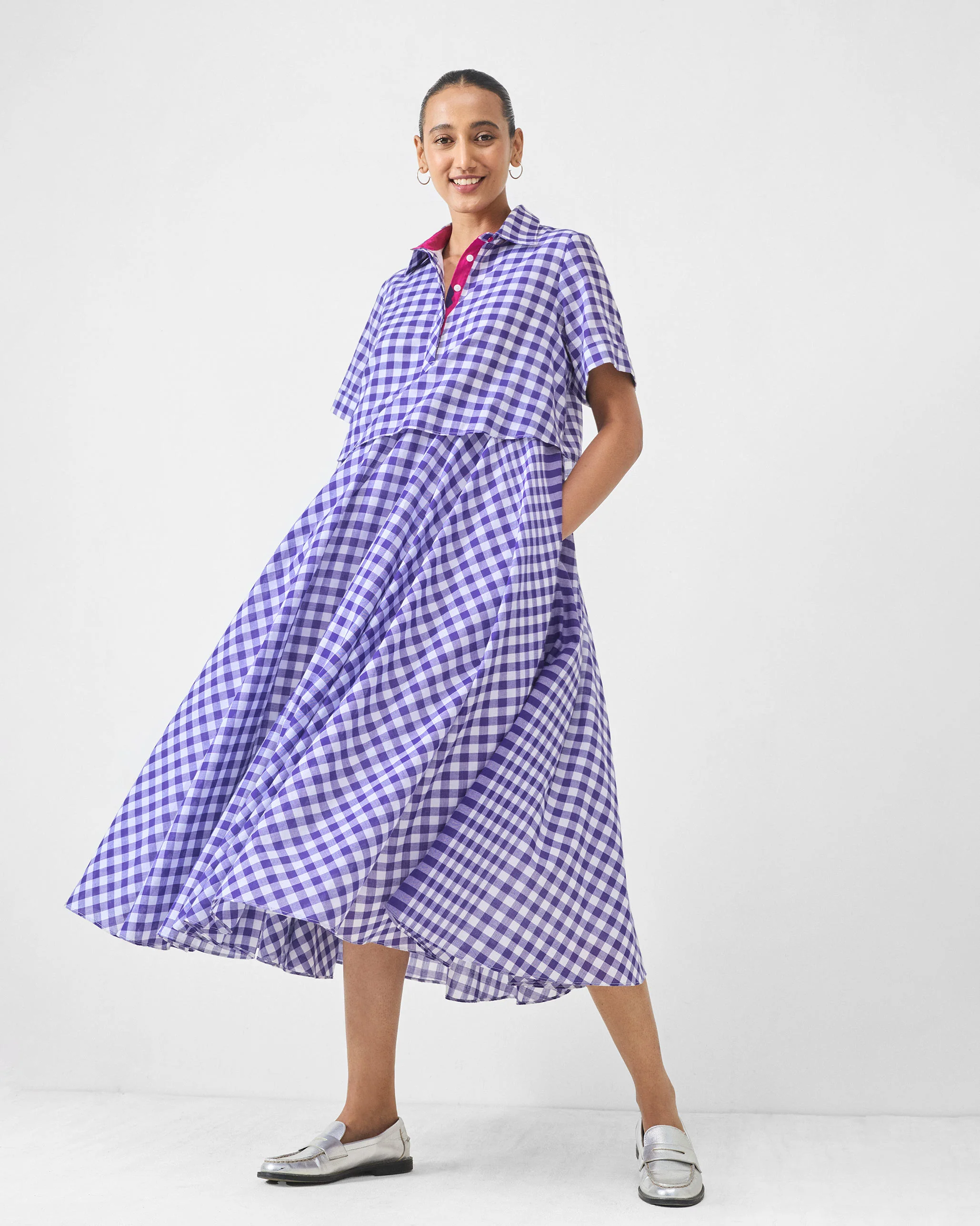 Kuro Dress - Purple & White Checks - Image 7