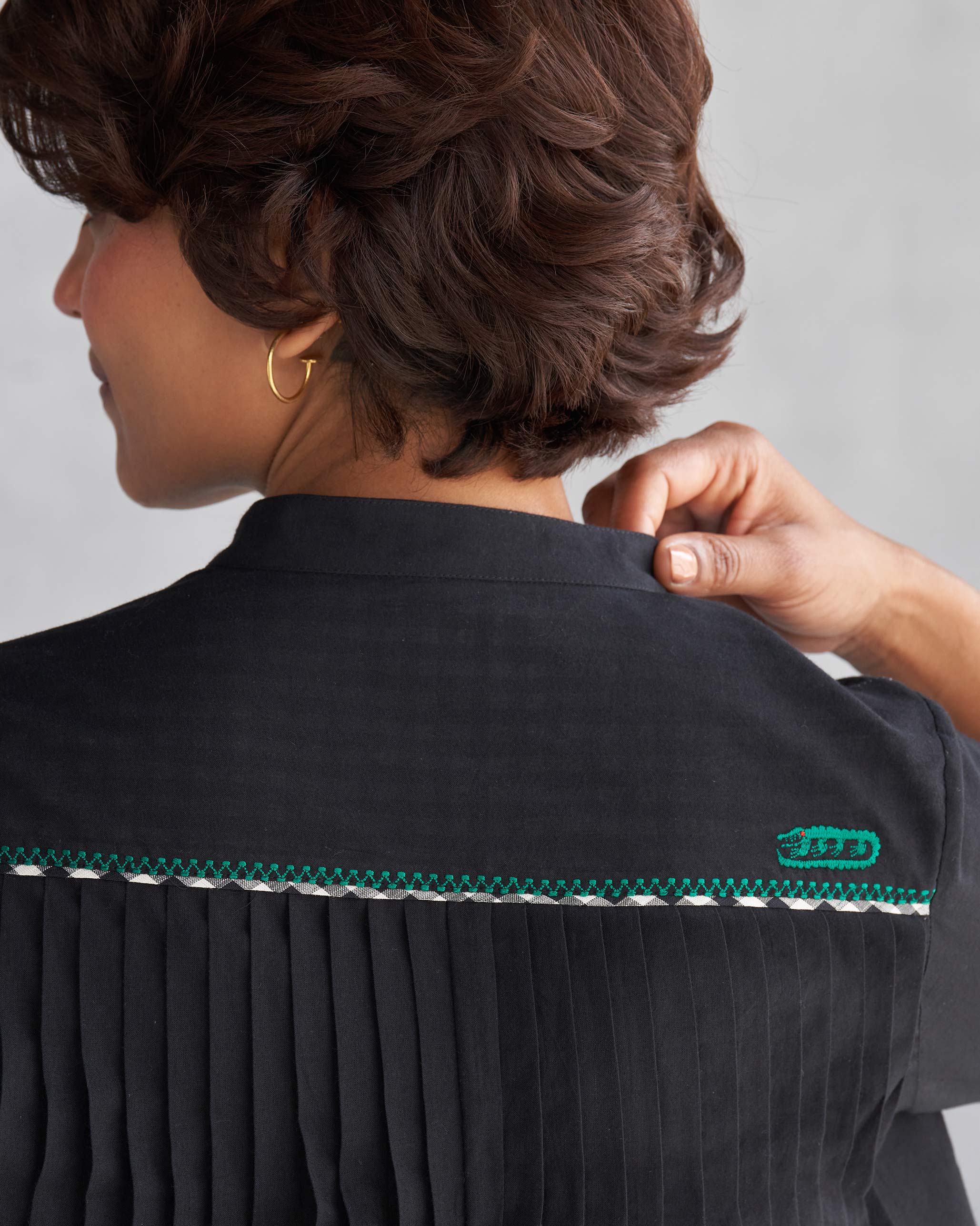 Kuro Pleated Top - Black - Image 3