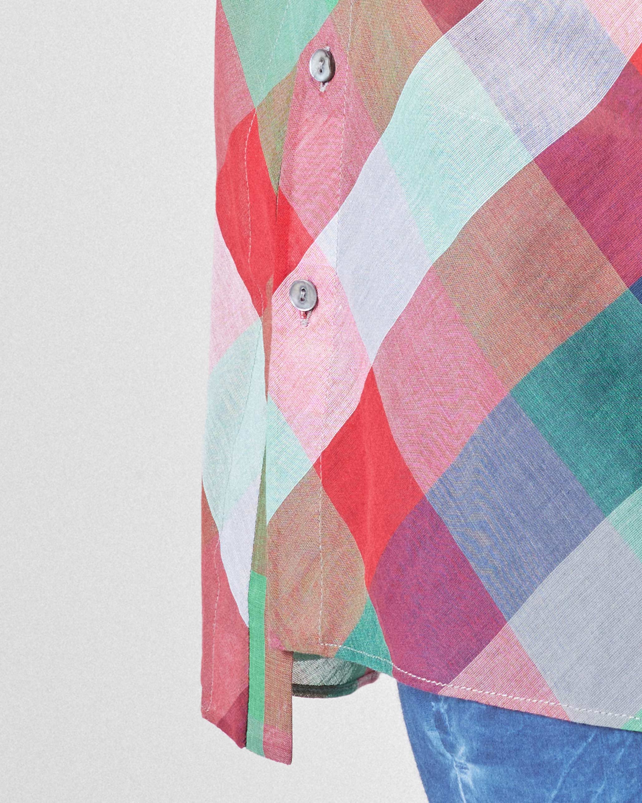Kyoto Back Pleat Top - Multicolor Checks - Image 5