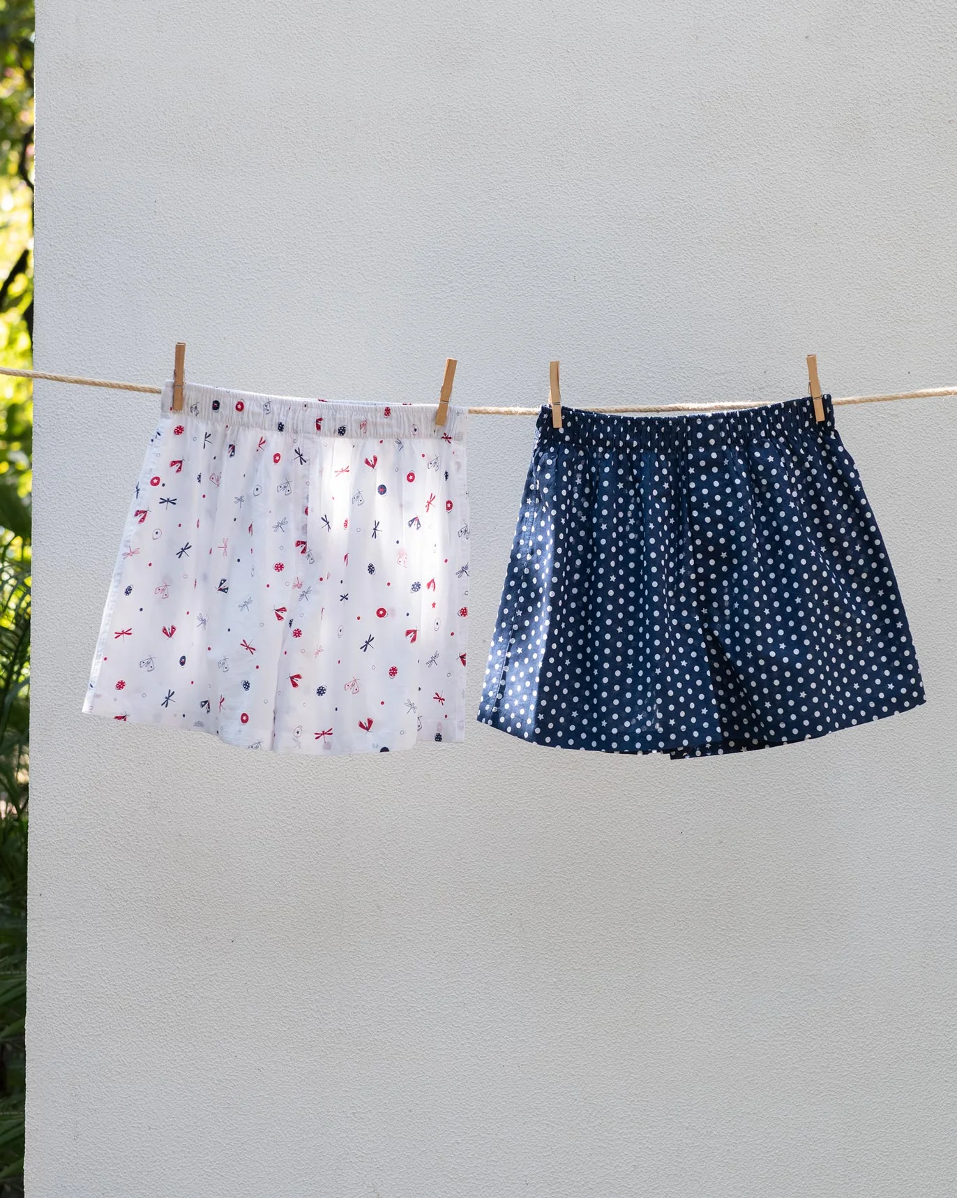 Ladybug Flies Boxers (Set of 2) - Ivory & Navy - Image 3