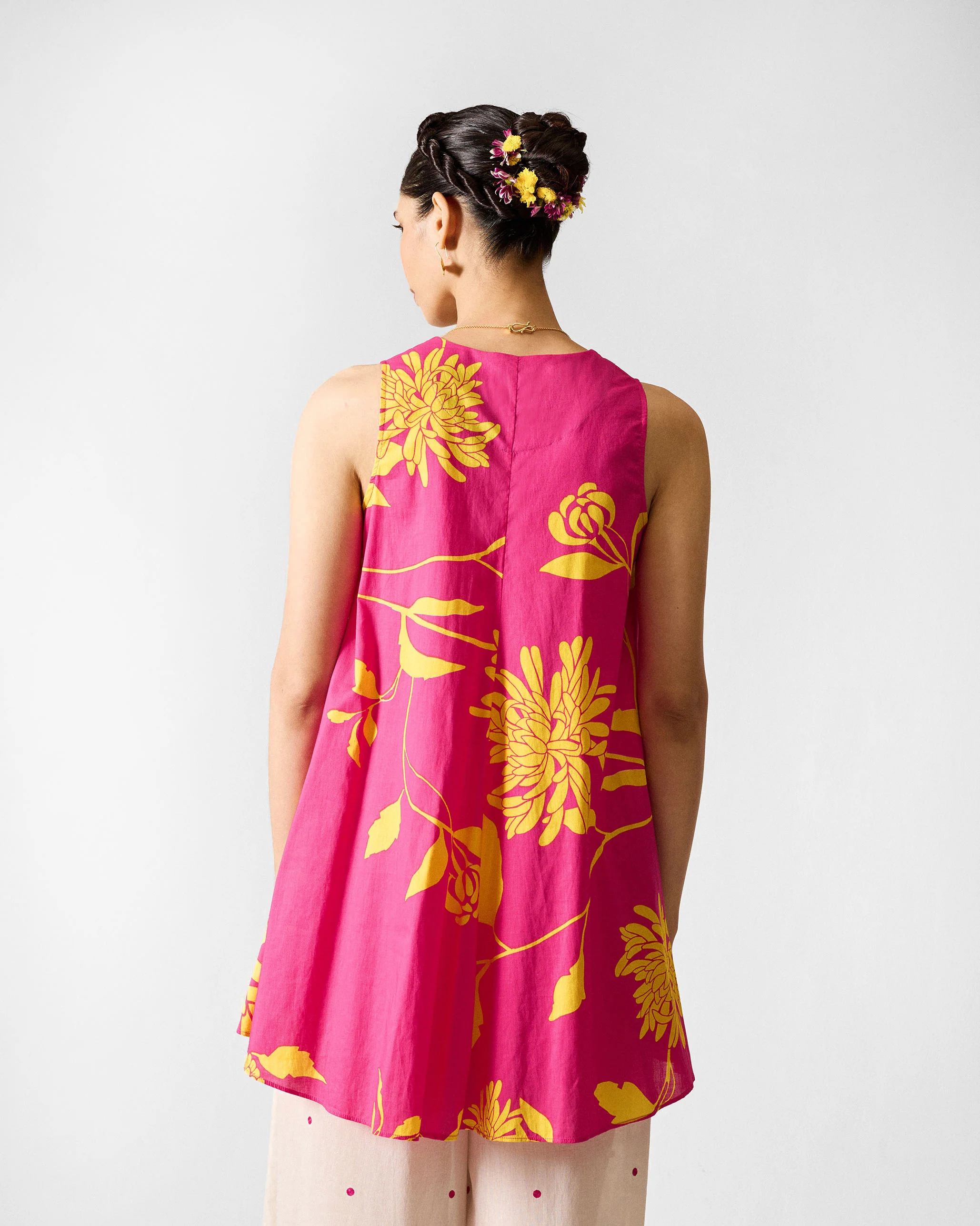 Lantern Top - Fuchsia & Lime Printed - Image 2