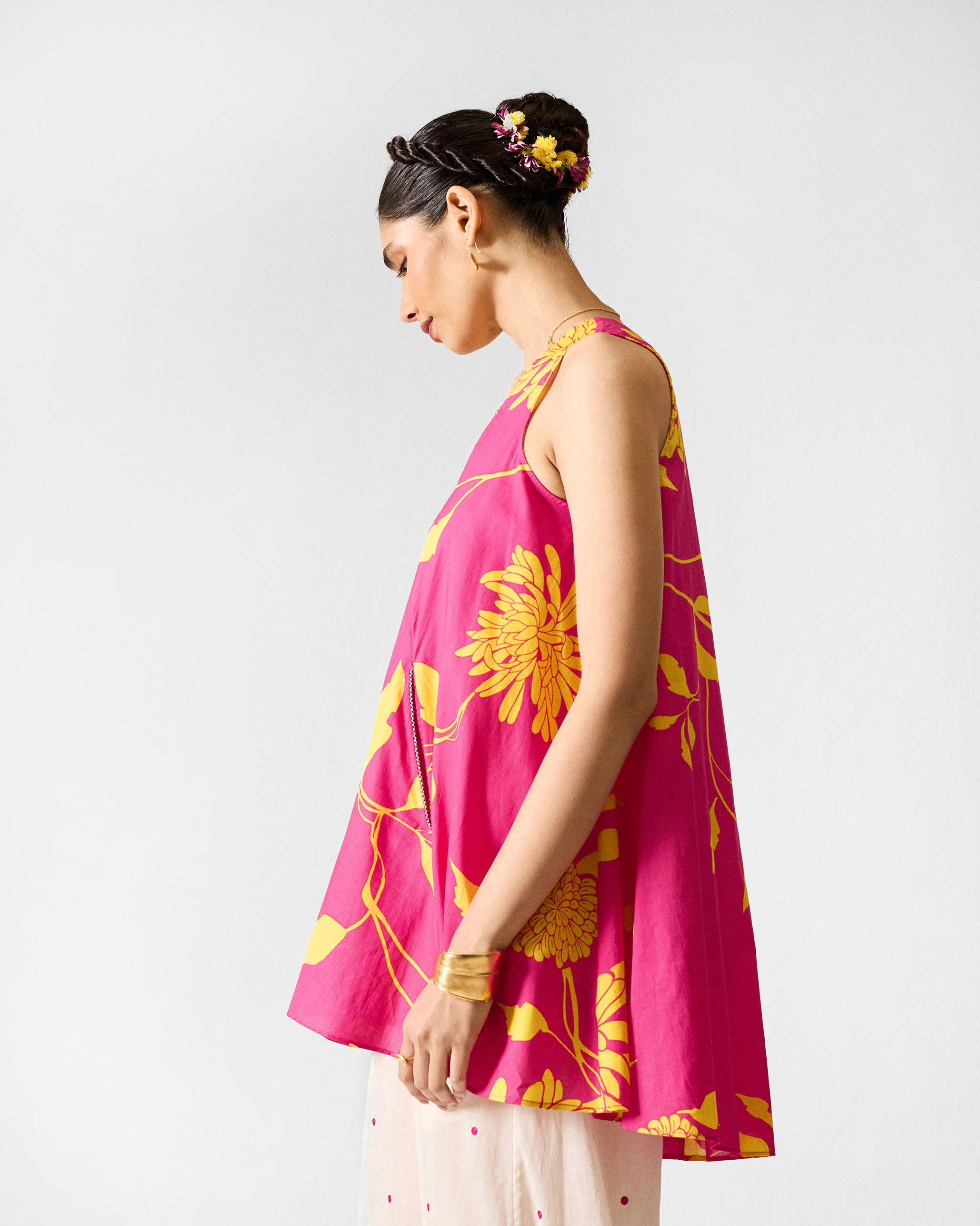 Lantern Top - Fuchsia & Lime Printed - Image 3