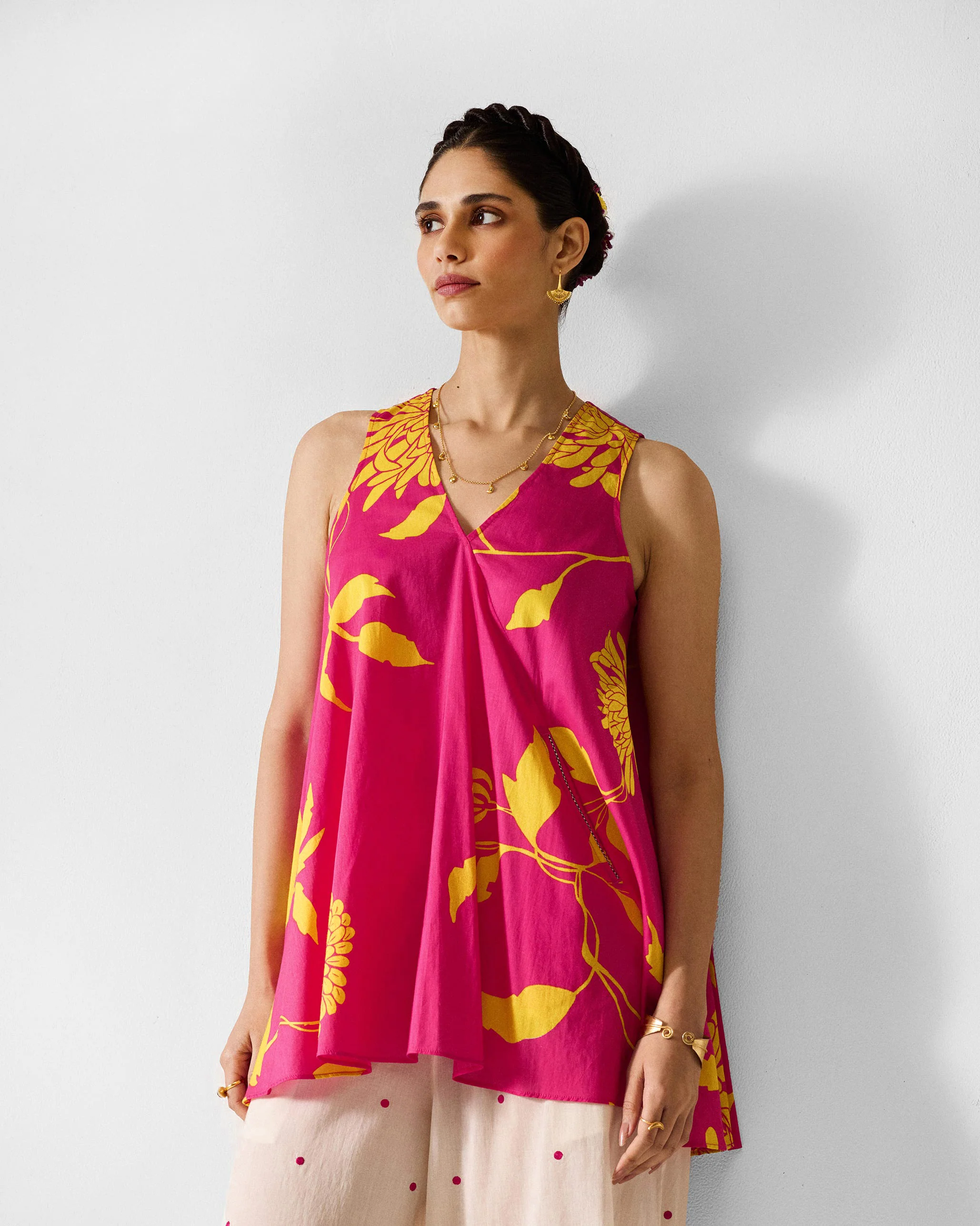 Lantern Top - Fuchsia & Lime Printed - Image 5