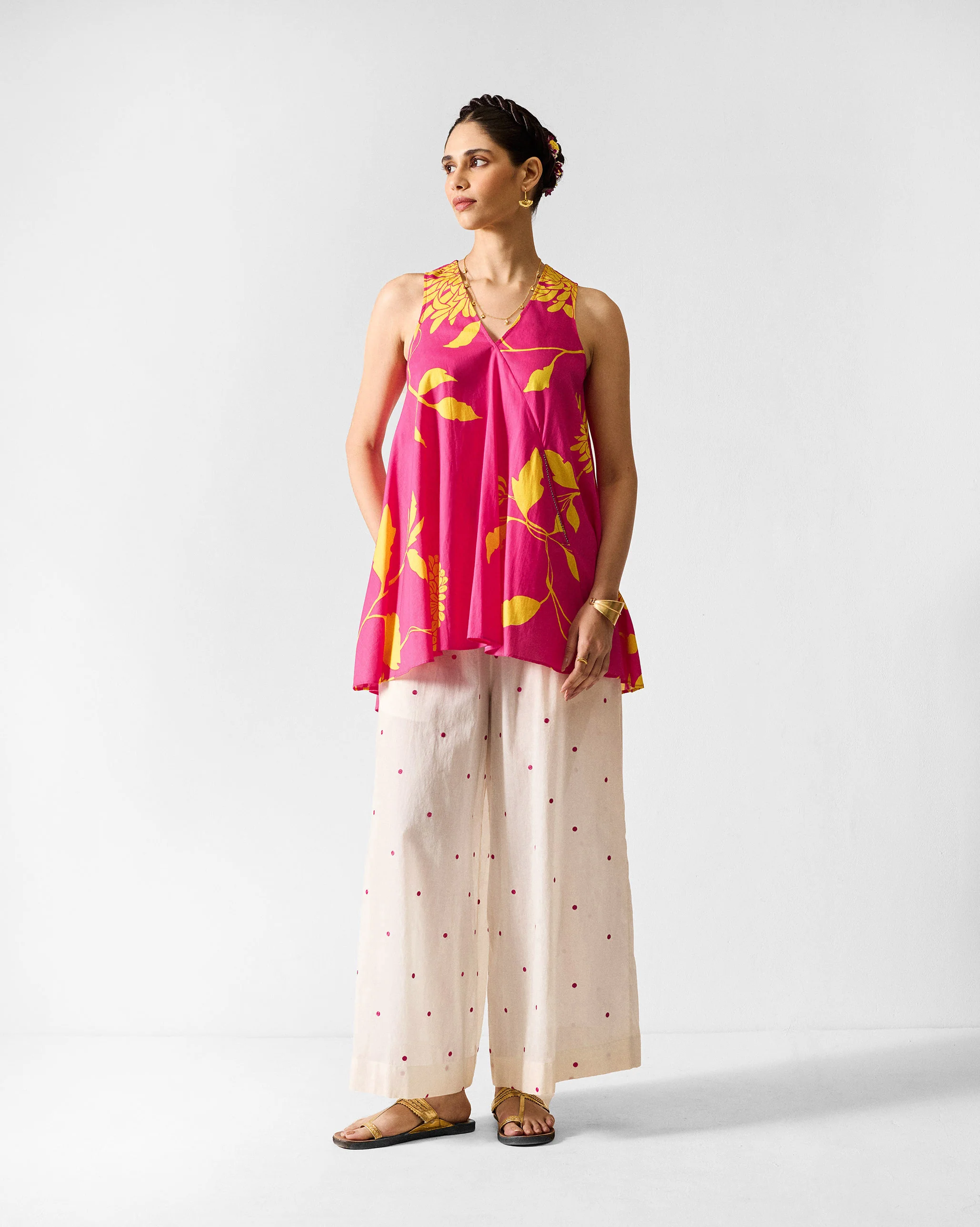 Lantern Top - Fuchsia & Lime Printed - Image 6
