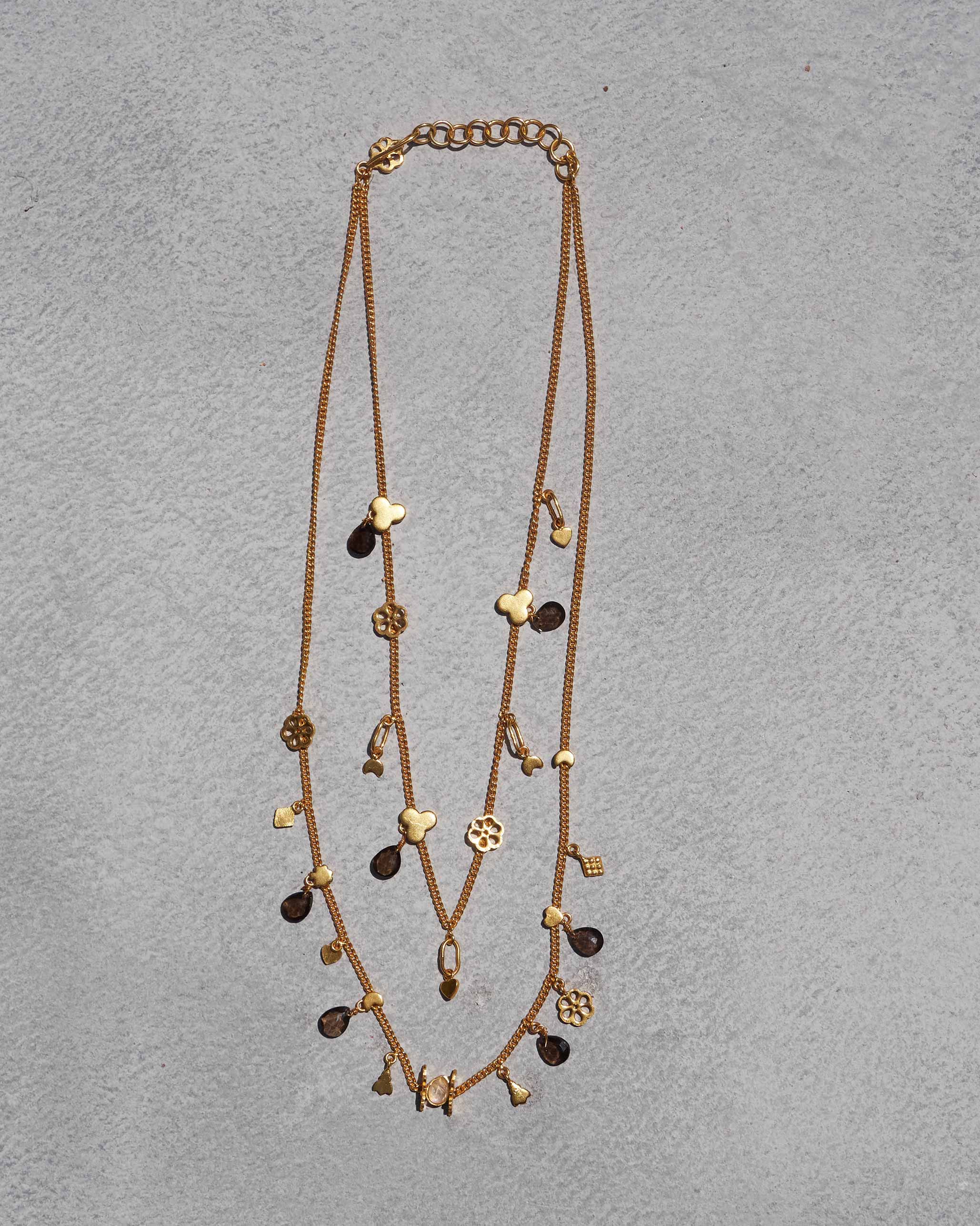 Layered Gemstone Necklace- Multi Color - Image 3