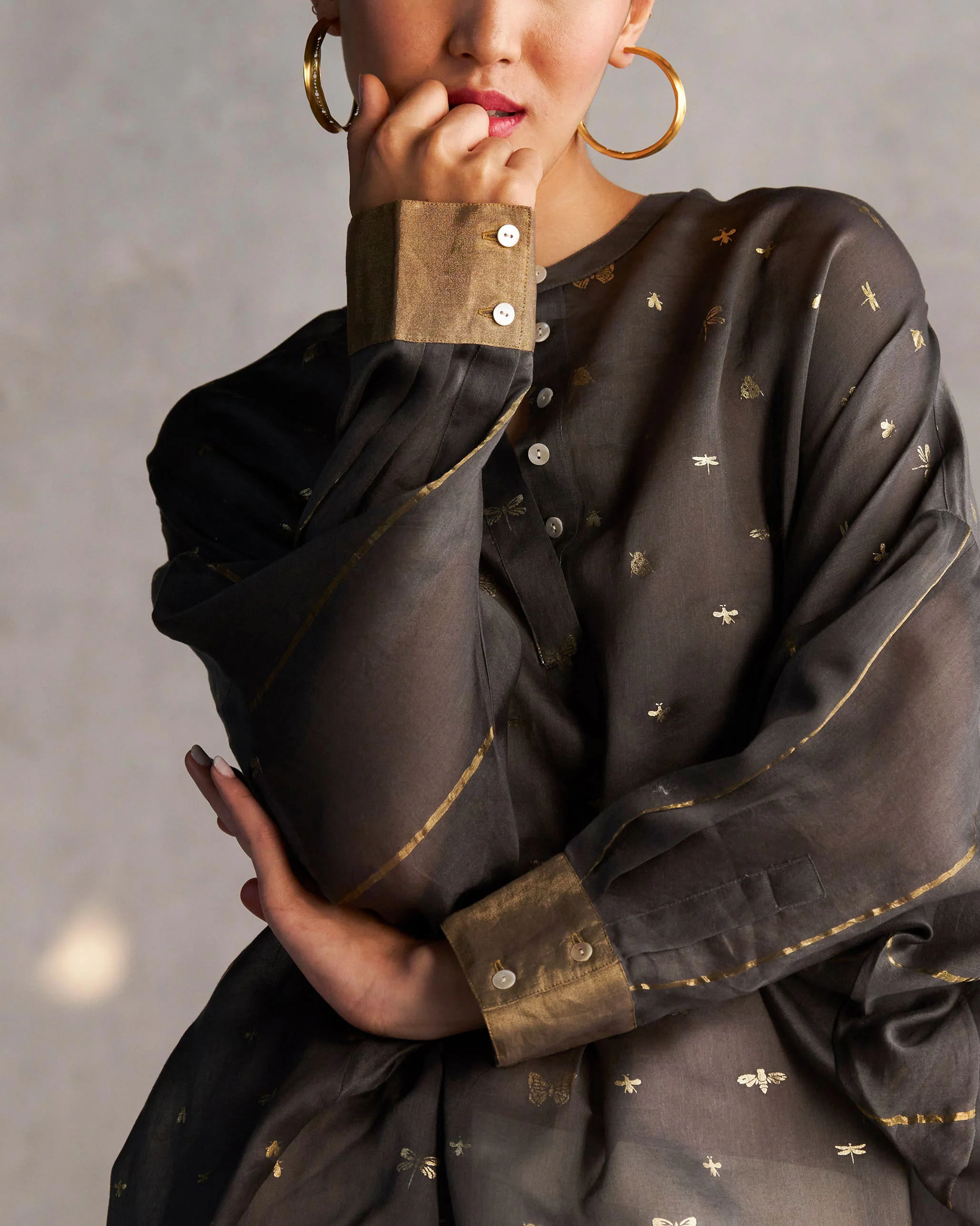 Lazy Saturday Tunic - Charcoal & Gold - Image 2