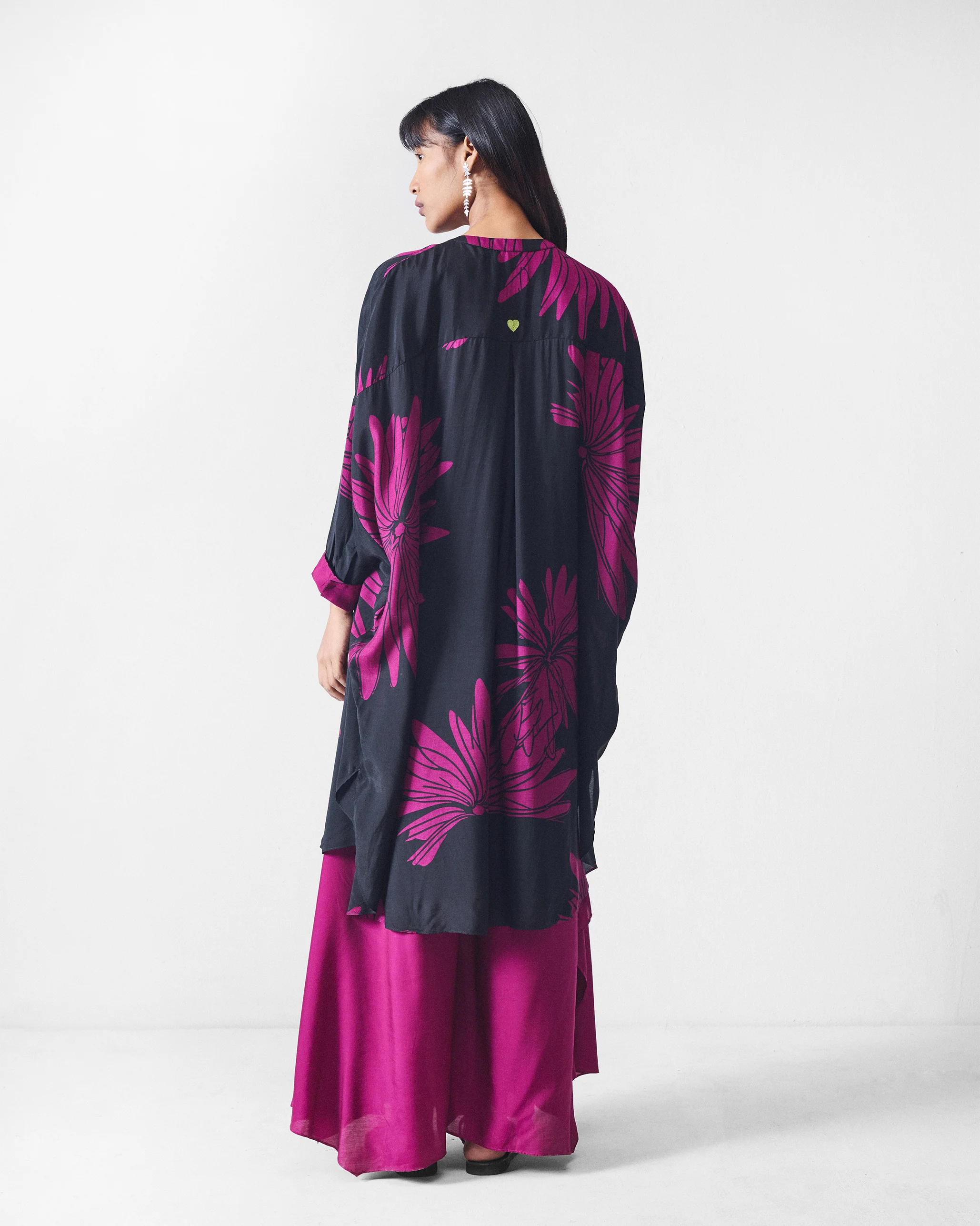 Lazy Sunday Tunic - Black & Mulberry Printed - Image 4