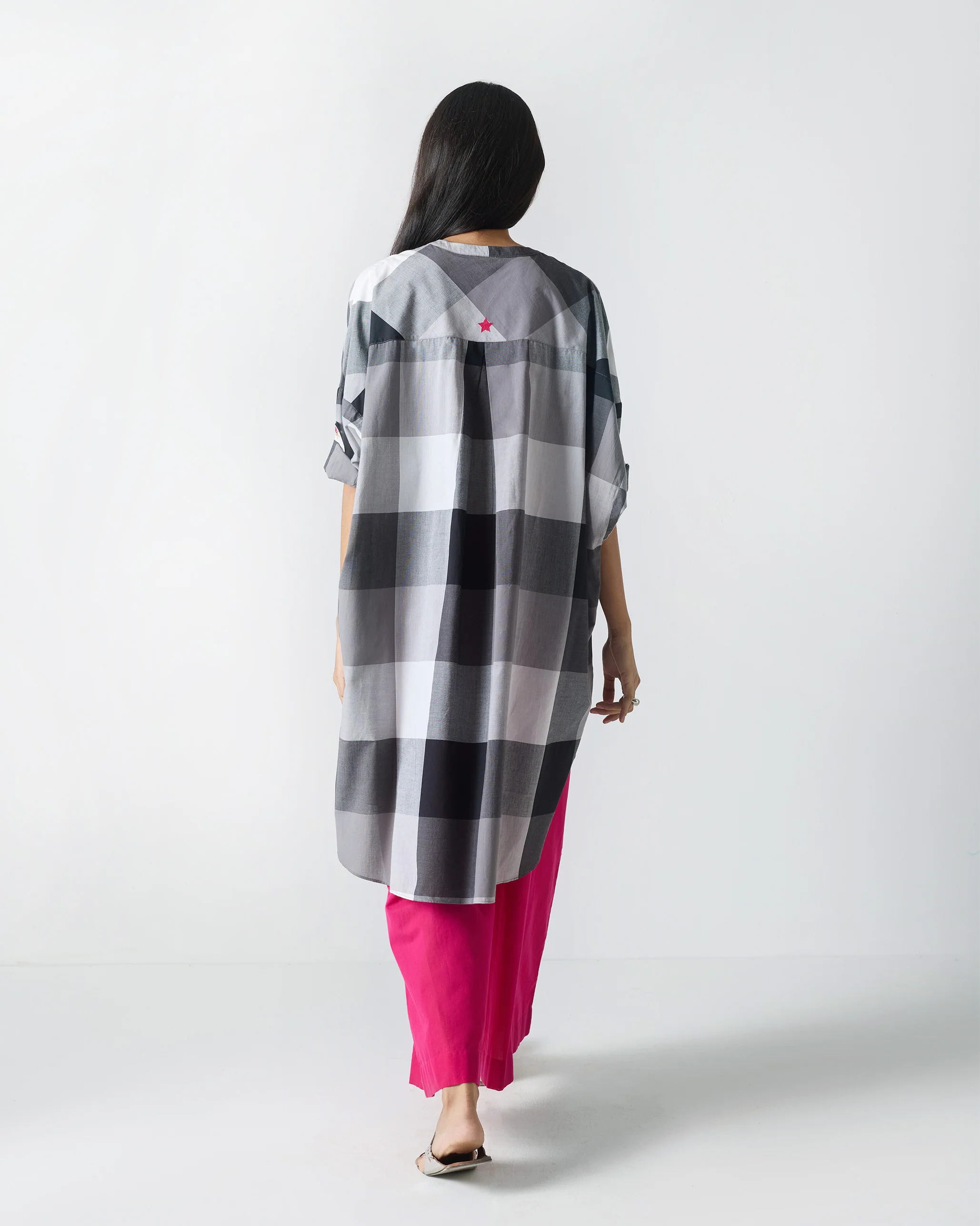 Lazy Sunday Tunic - Black & White Checks - Image 3