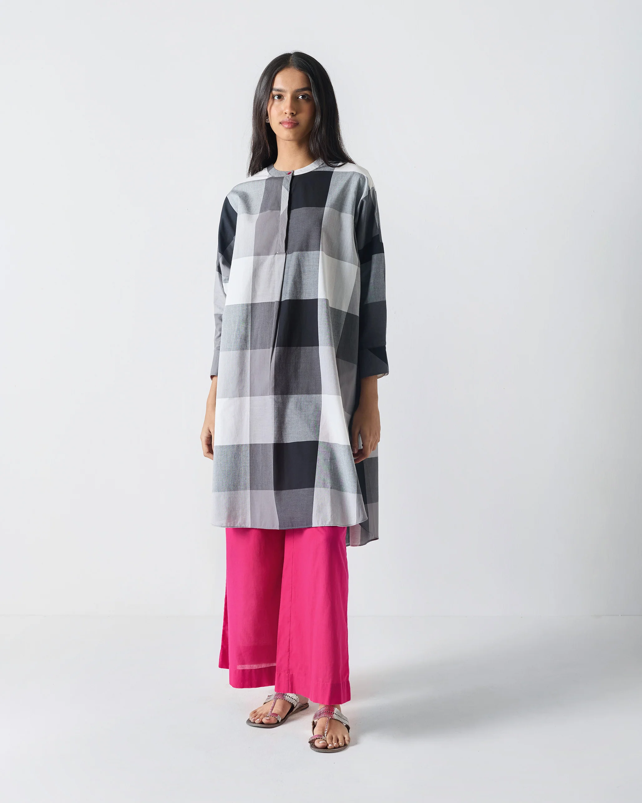 Lazy Sunday Tunic - Black & White Checks - Image 7