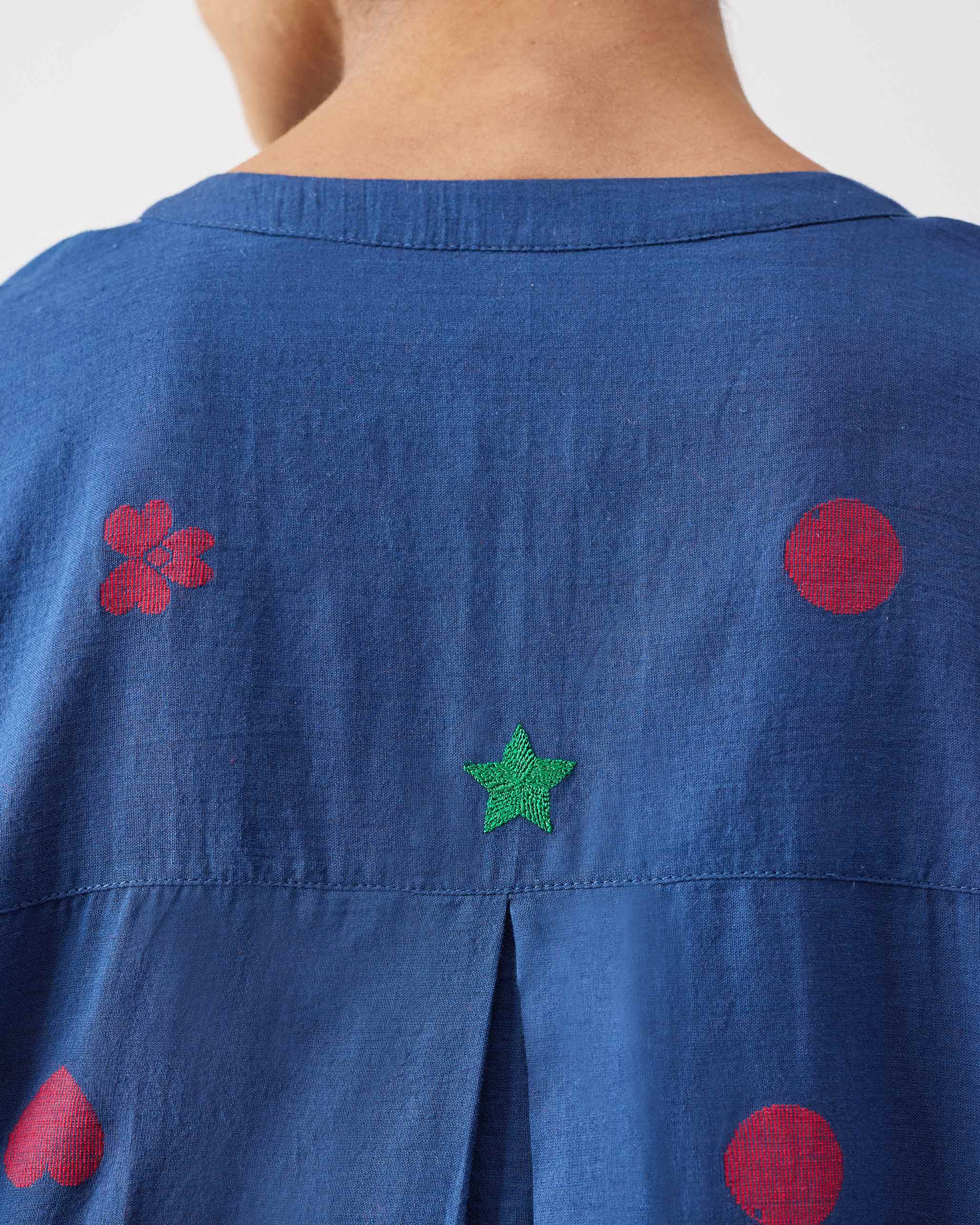 Lazy Sunday Tunic - Blue & Red Jamdani - Image 5