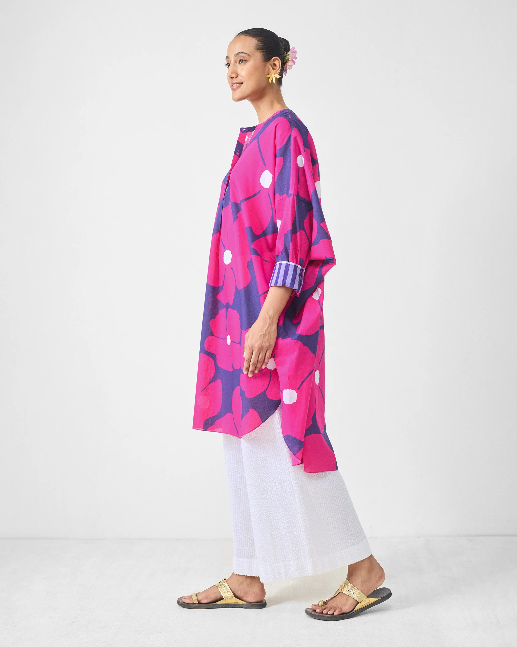 Lazy Sunday Tunic - Fuchsia & Purple Printed - Image 3