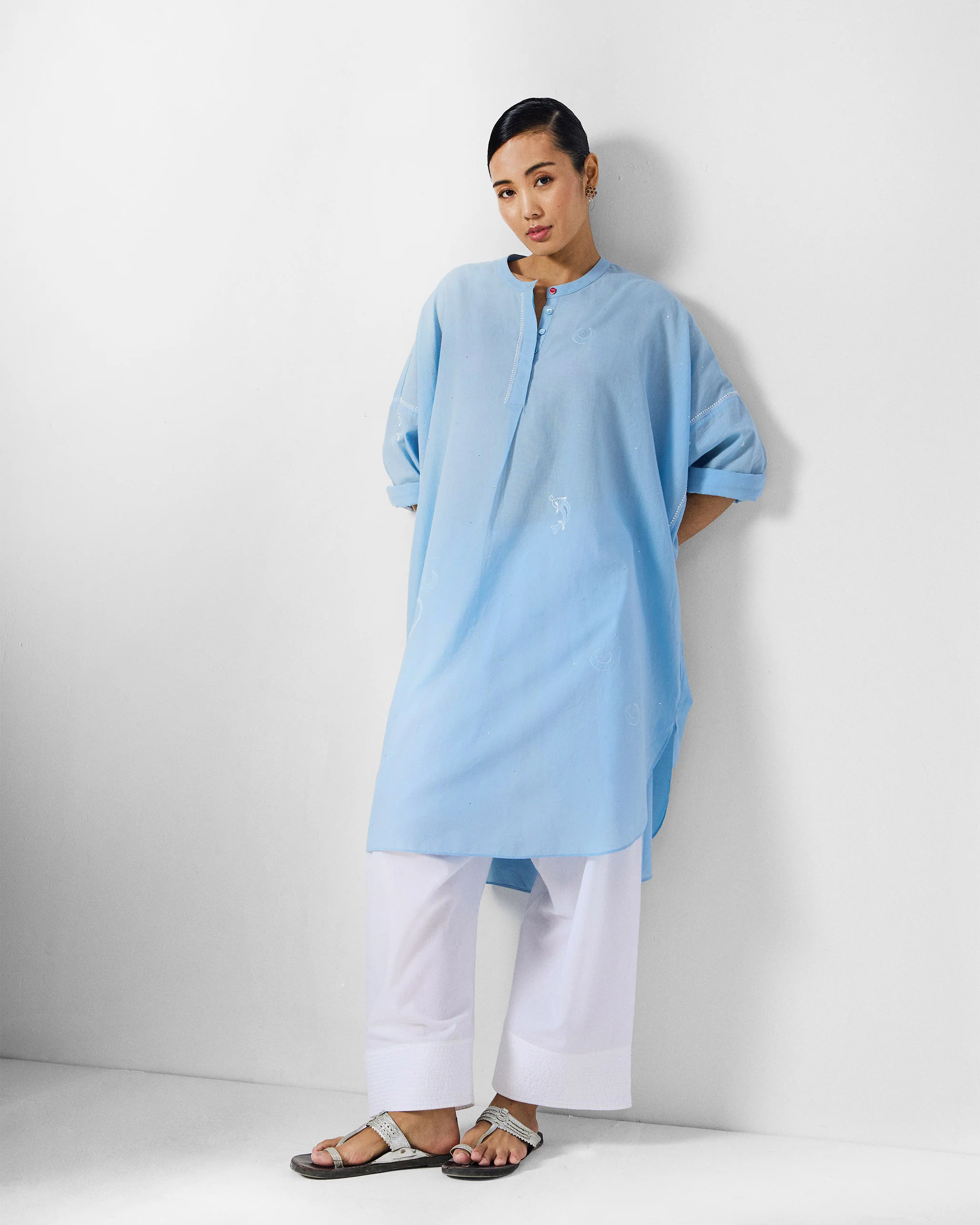 Lazy Sunday Tunic - Ice Blue Embroidered - Image 10