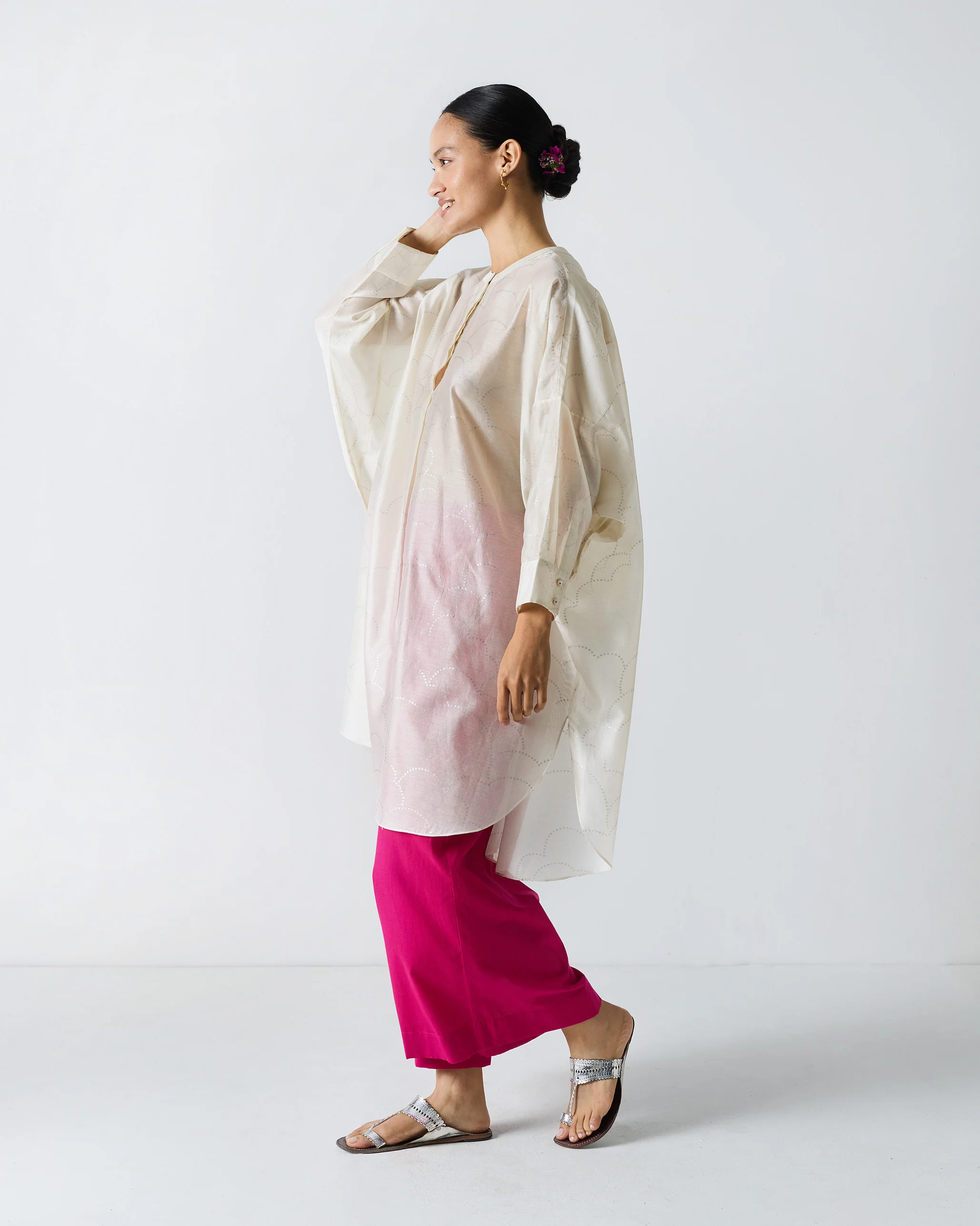 Lazy Sunday Tunic - Ivory & Silver Print - Image 2